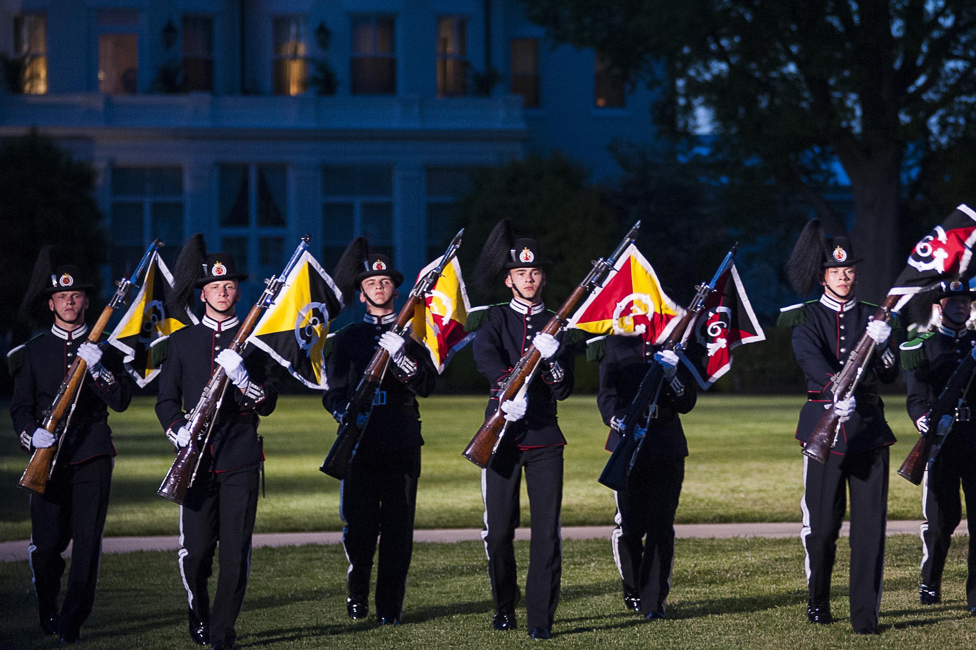 Members of the Band and Drill Team from His Majesty the King’s Guard, Norway