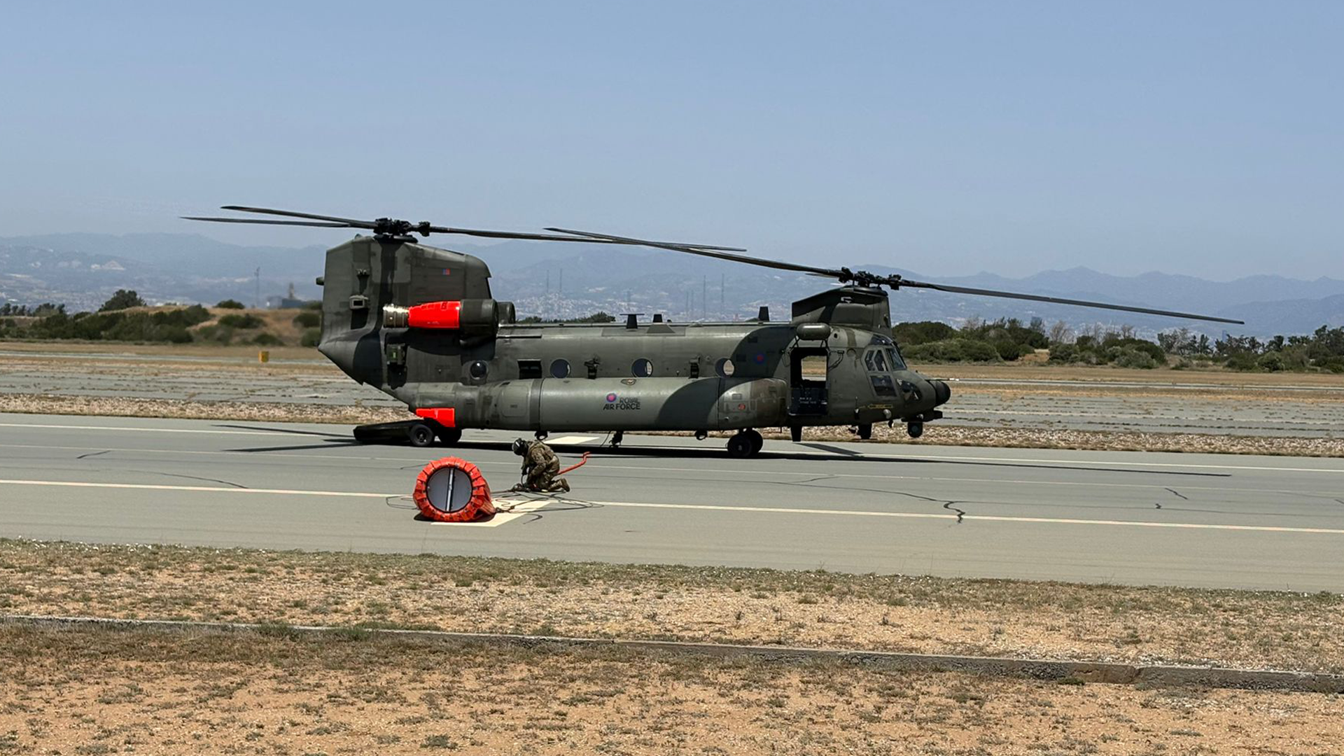 The Chinooks are back for a second year to help tackle wildfires which often break out in the hot, dry terrain during Cyprus' summer months (Picture: BFBS)