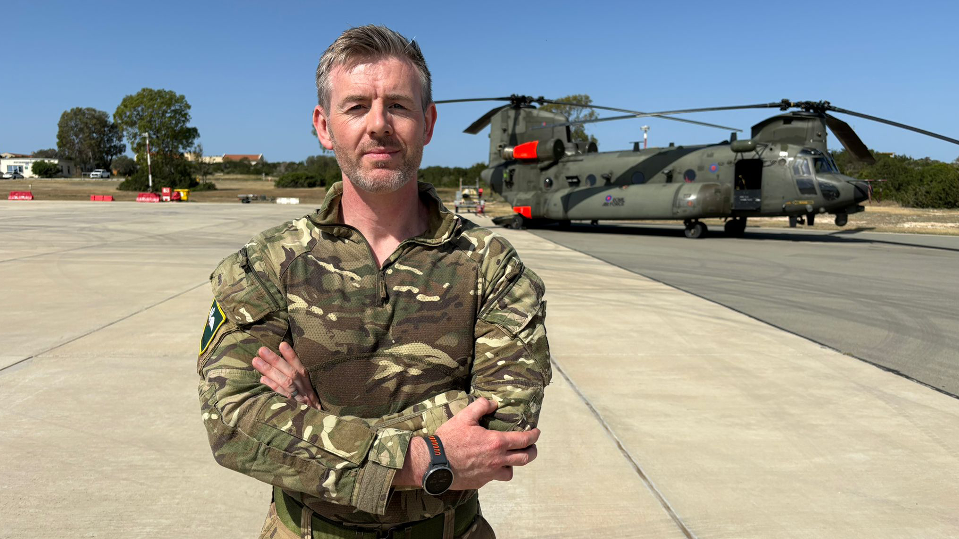 Sqn Ldr Babbage said crews can be ready to tackle a wildfire with 60 minutes notice throughout the summer season (Picture: BFBS)