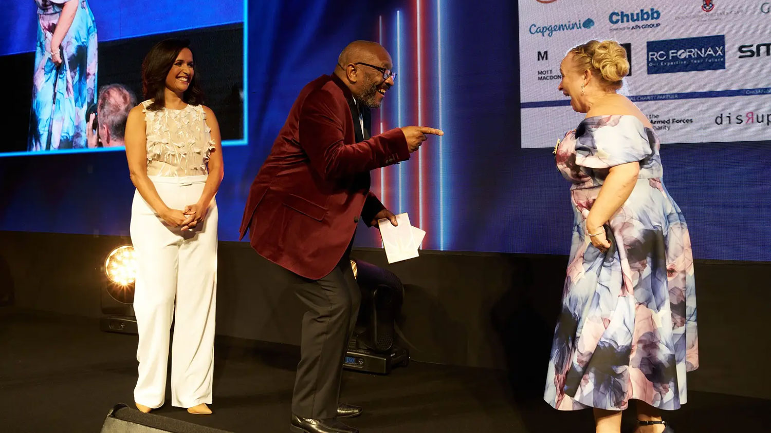 130526 Clare Hearl of The Crafty Black Dog being presented with the Entrepreneur Of The Year award at the British Forces in Business Awards CREDIT Forces in Business Awards
