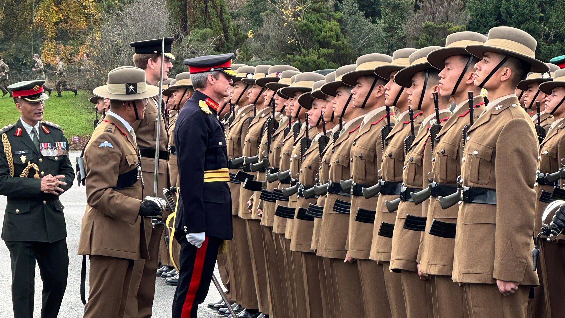 The Colonel Commandant of the Brigade of Gurkhas inspected the new soldiers