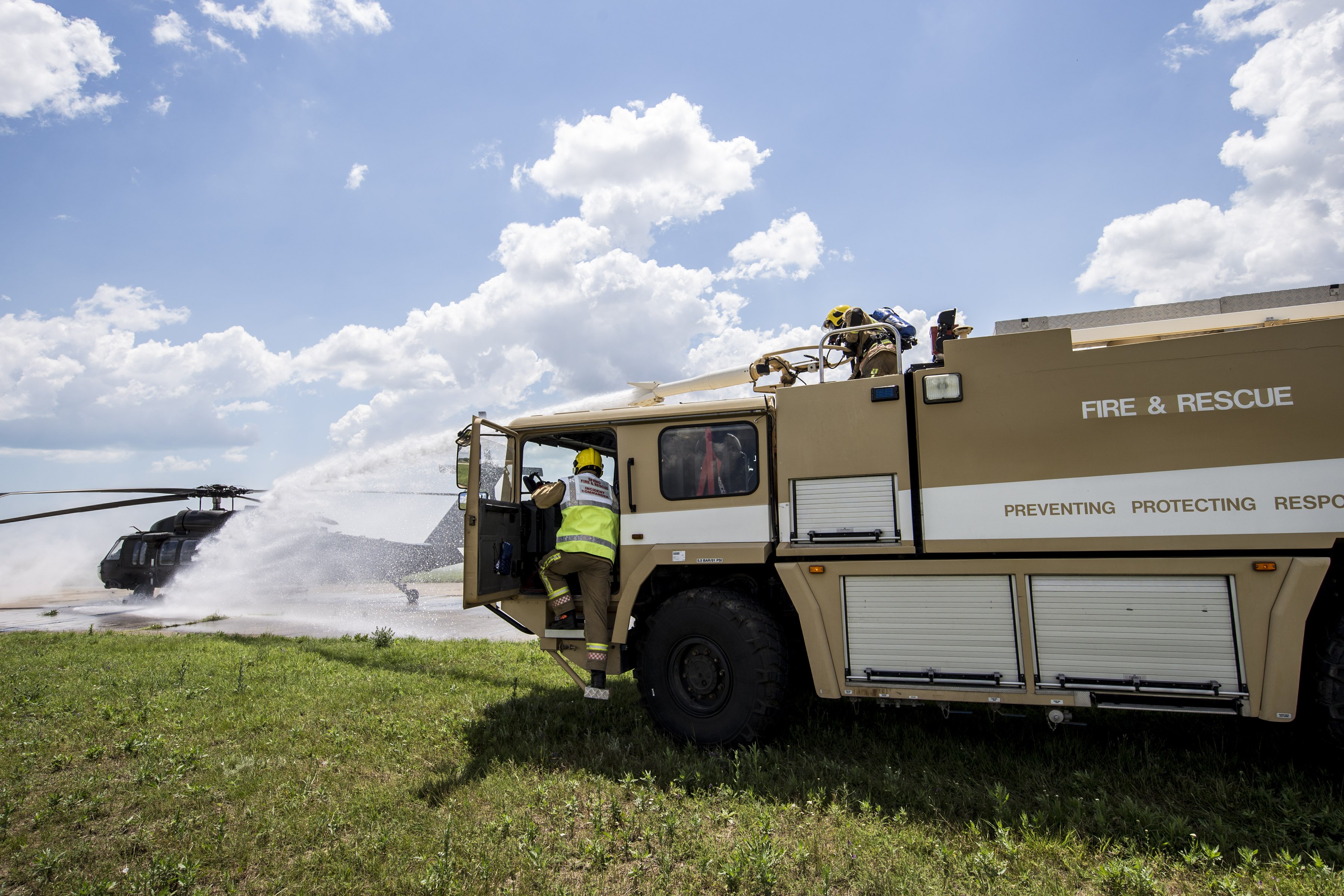 Fire surpression of the 'crashed' Blackhawk