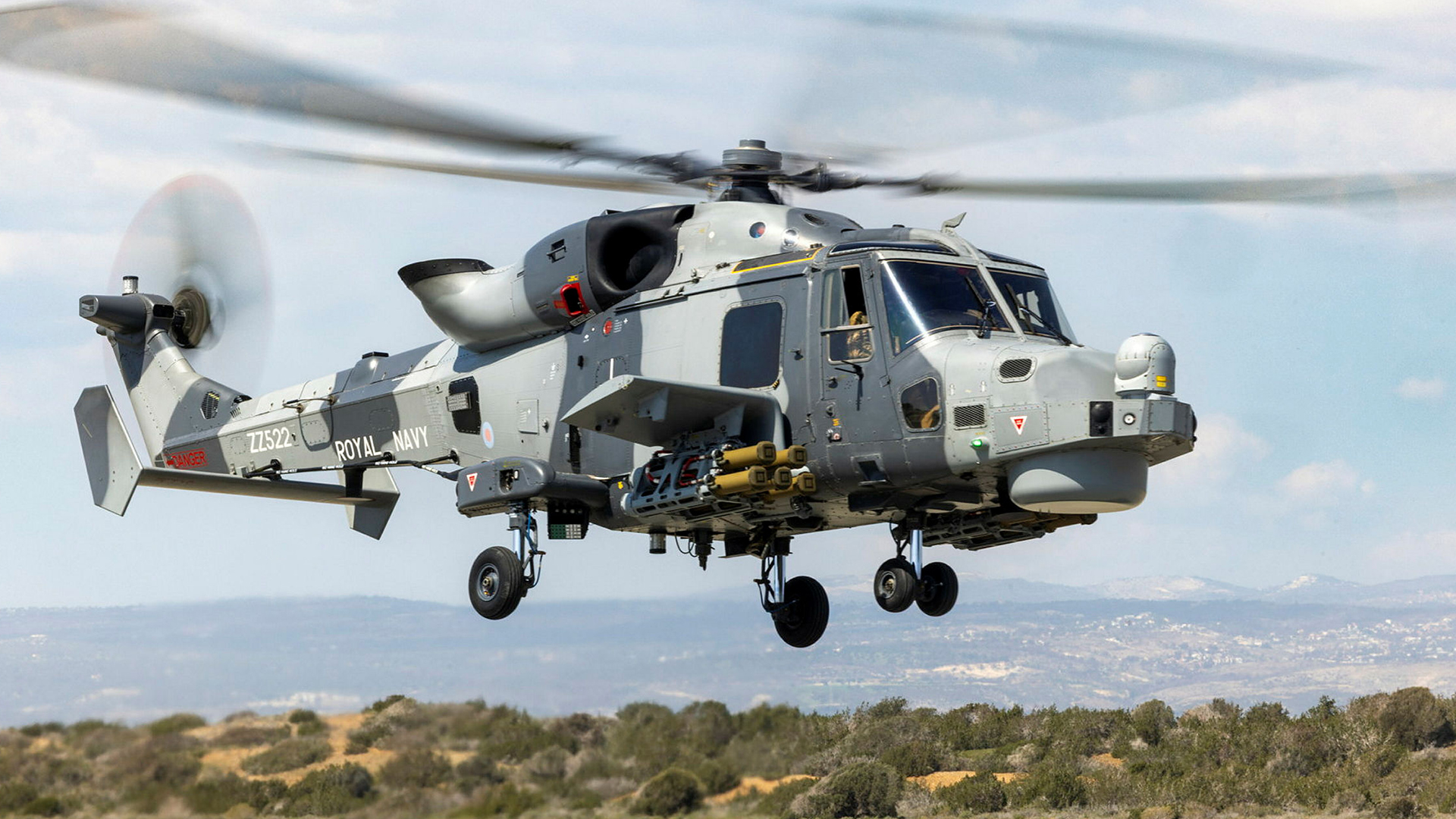 While Stormers defend Cyprus from the ground, aircraft like this Wildcat carry out the same job from the sky - it's armed with the same Lightweight Multirole Missile, which the Royal Navy calls the Martlet (Picture: MOD)