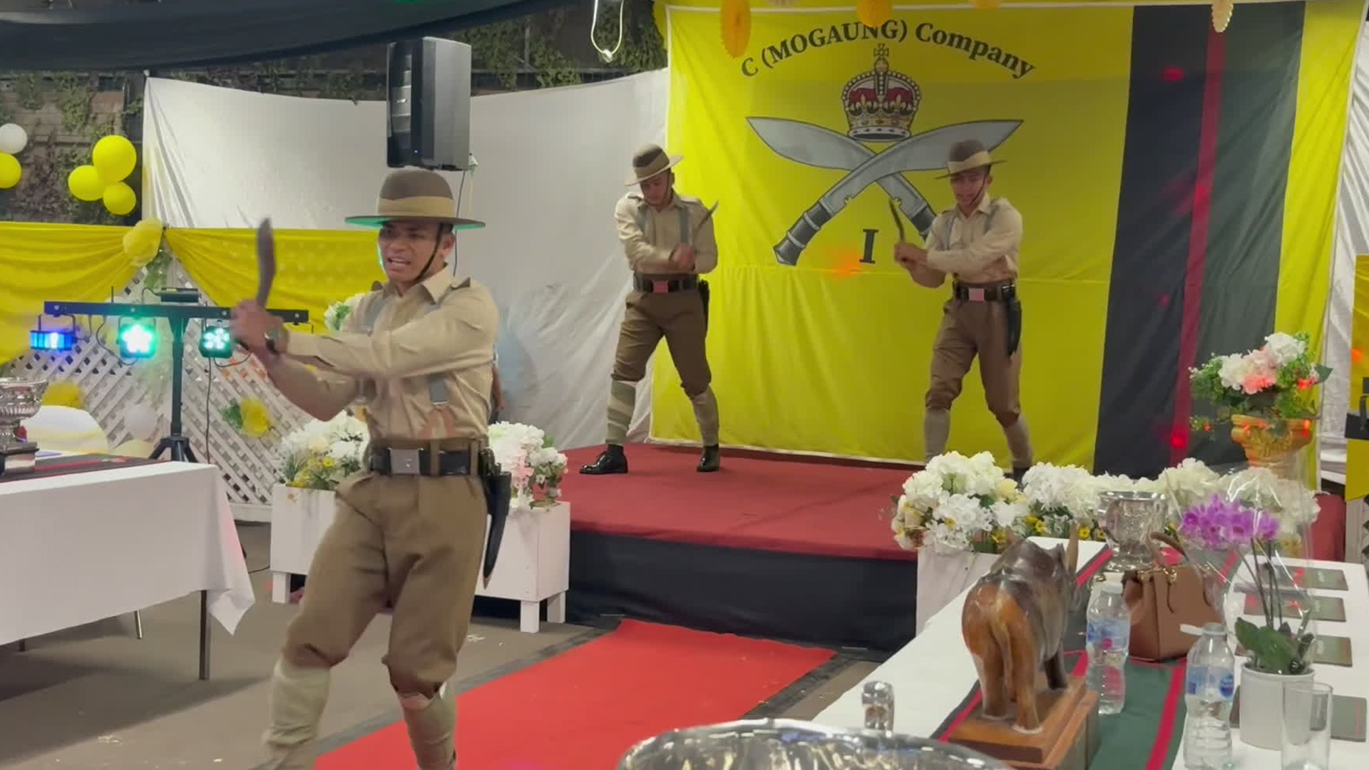 A kukri display formed part of the Mogaung Day commemorations this year, with C Company incorporating the 1944 battle into its own name (Picture: BFBS)