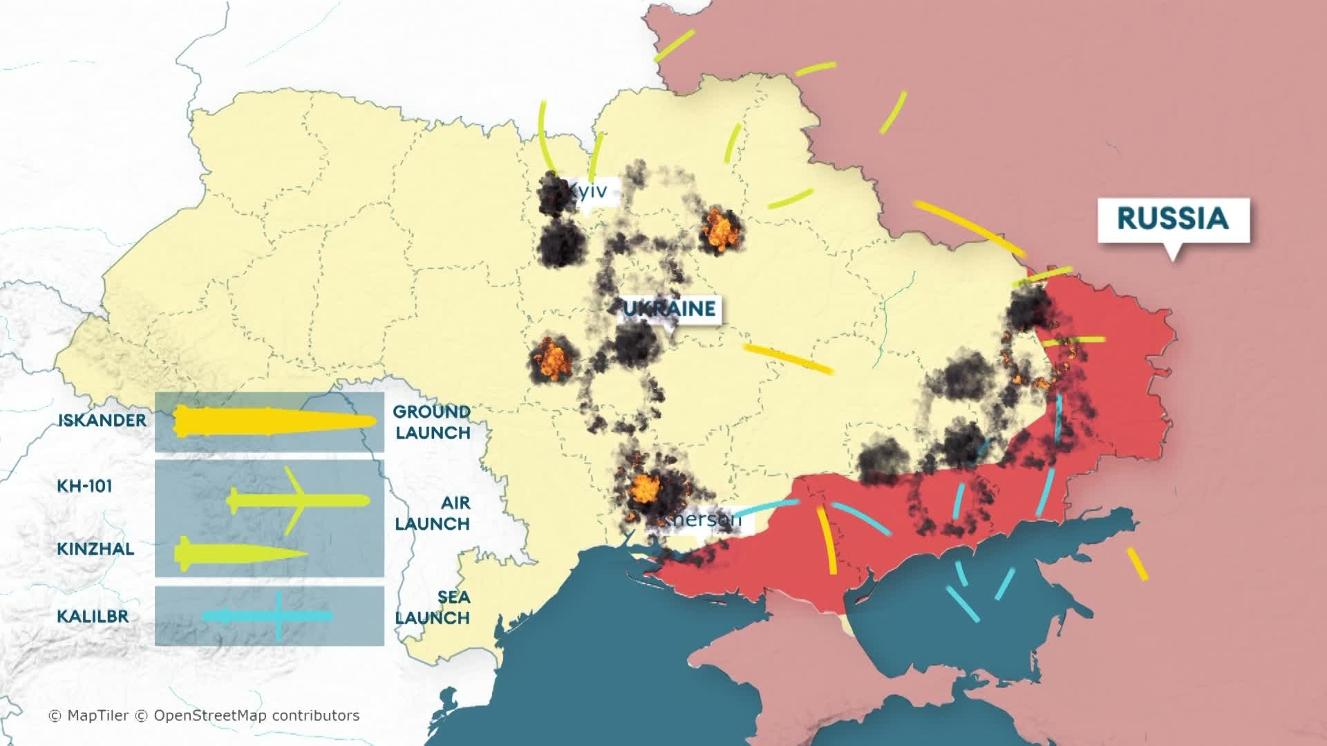 missiles over Ukraine