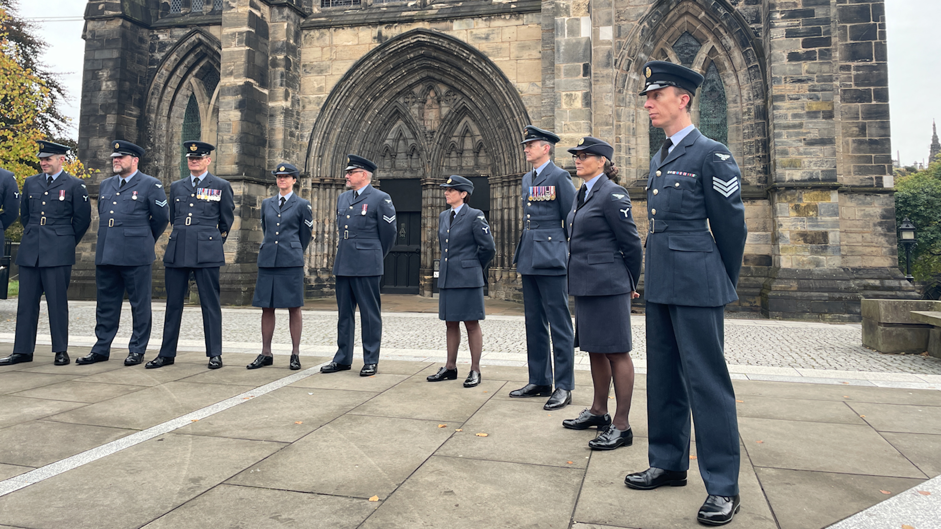 Members of 602 City of Glasgow Squadron outside Glasgow