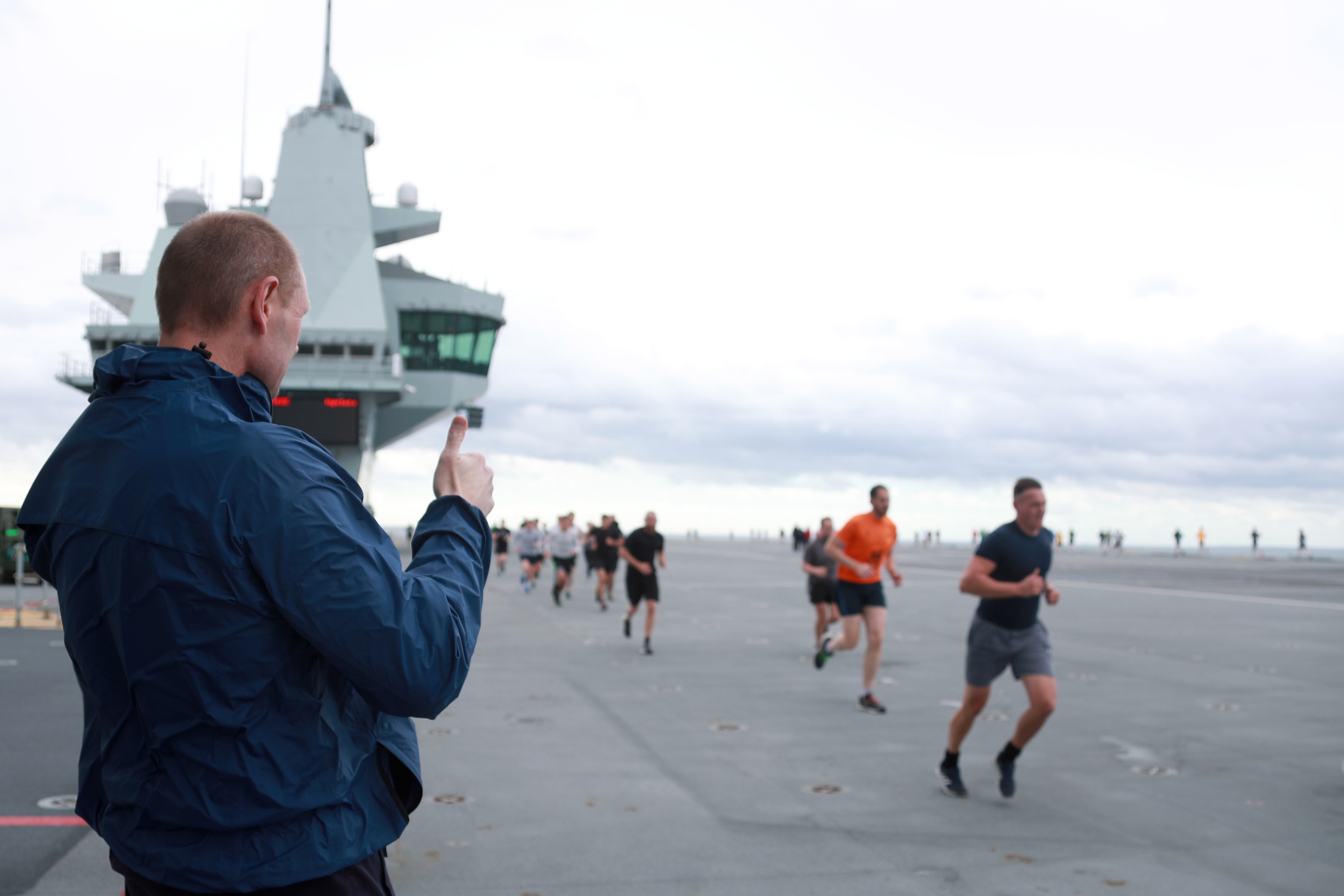 143 crew member signed up for FIRST PARKRUN HELD ON HMS QUEEN ELIZABETH FLIGHT DECK 290620 CREDIT ROYAL NAVY