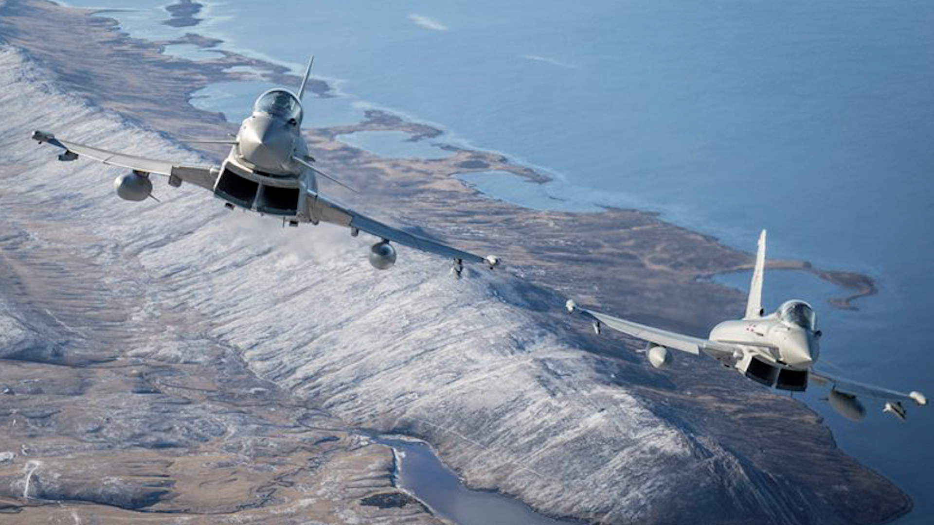1435 Flight Typhoon FGR4 Pair Training Flight West Falkland Island 180618 CREDIT MOD 