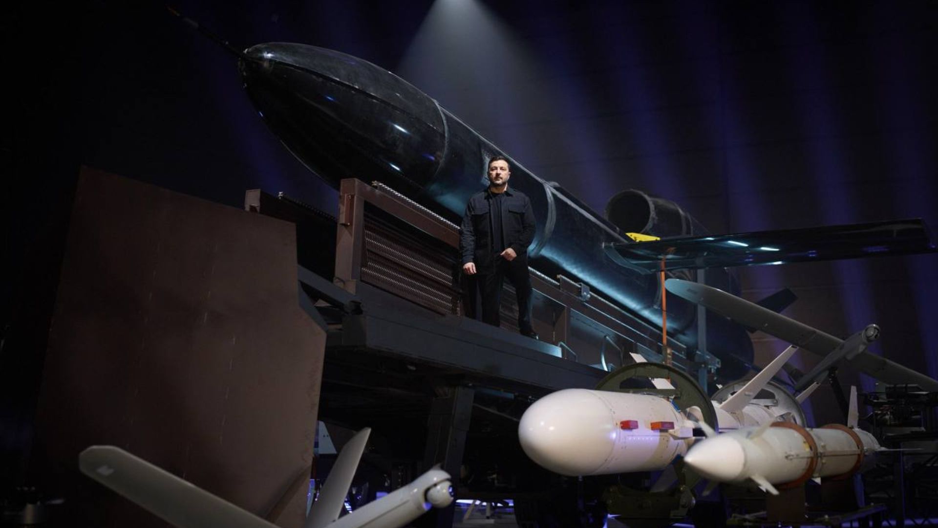 President Zelensky pictured at the Defence Industry Worker Day