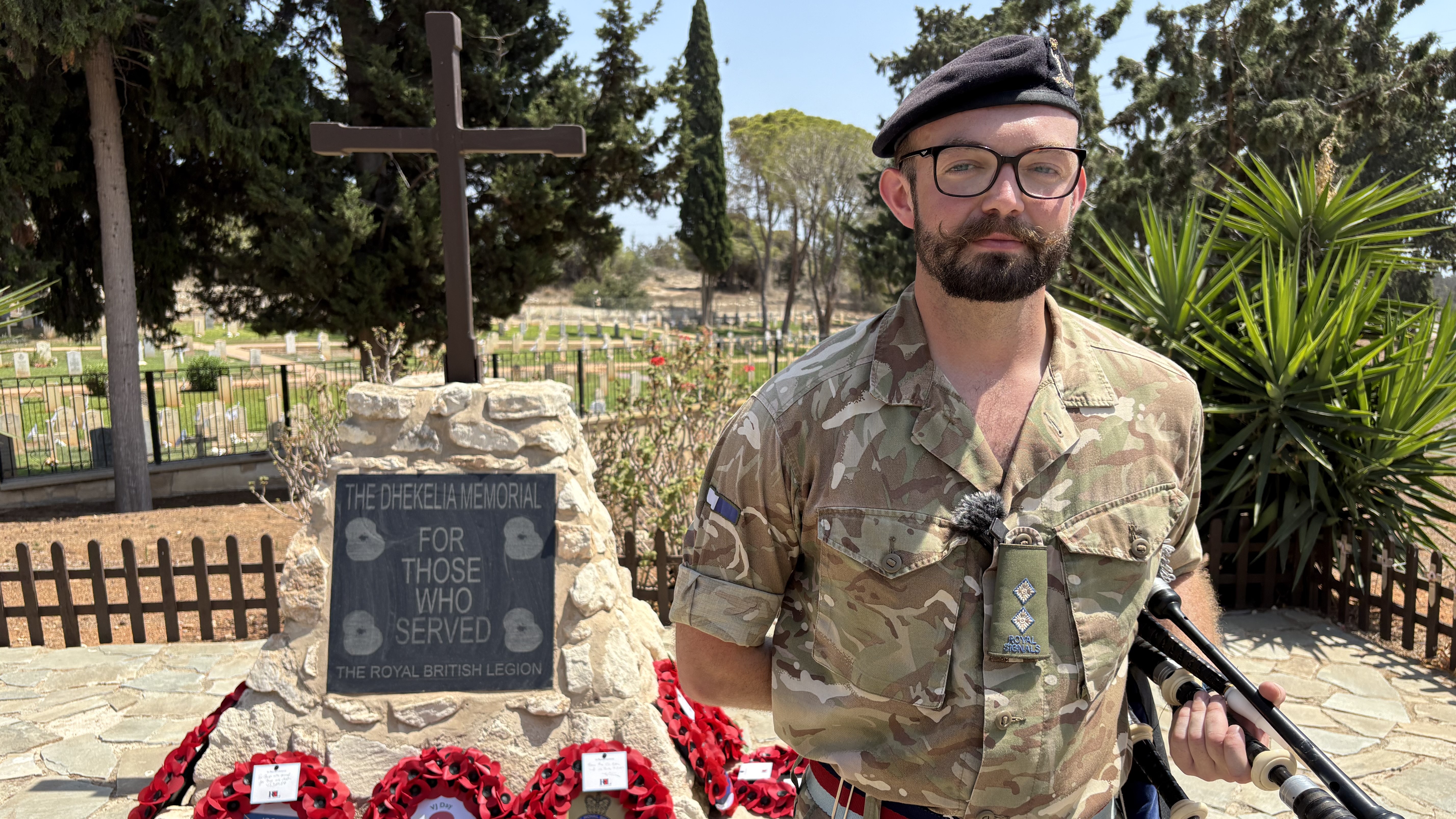 Lieutenant Sean Sinclair, a piper with the Royal Signals, played the traditional military lament