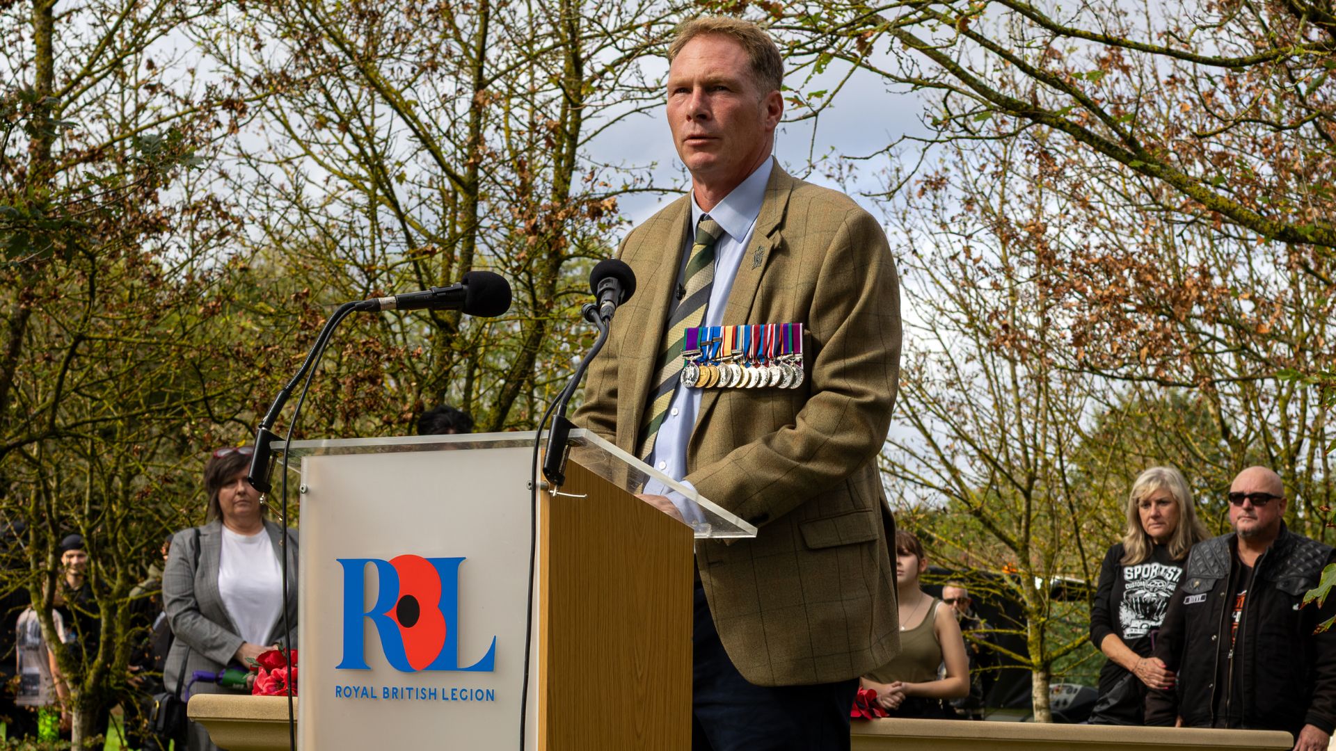 Founder of the Elysium memorial, Mr Mackenzie, speaking at its unveiling (Picture: George Hancock/Veterans Foundation) 