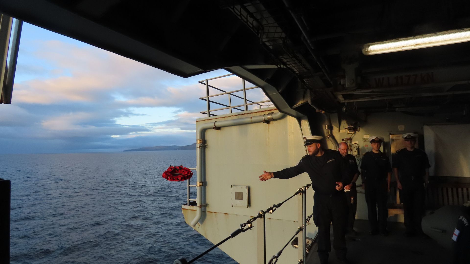 Personnel from HMS Queen Elizabeth laid a wreath over the wreckage in the Firth of Clyde in Scotland (Picture: HMS Queen Elizabeth on X)