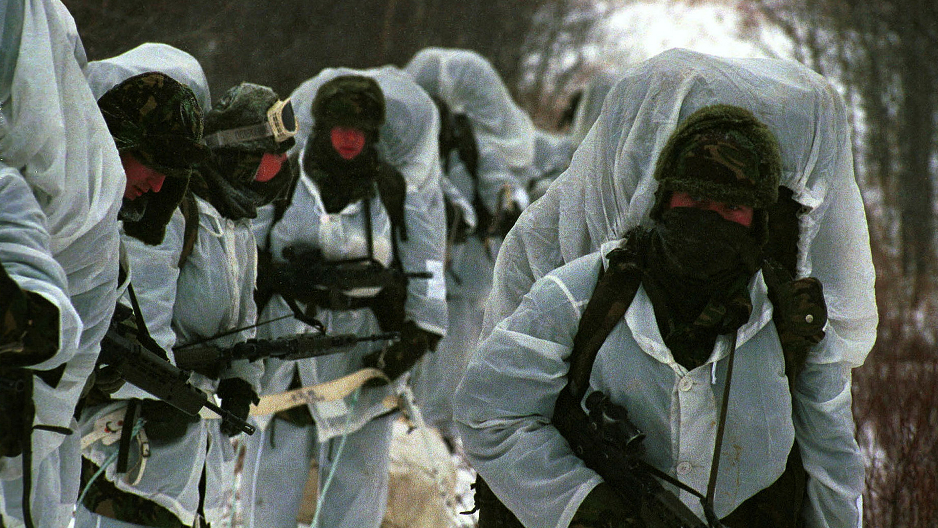 The British presence at Wainwright wasn't solely down to Exercise Maple Resolve - these troops from 1st Battalion, The Royal Scots were training there is severely cold temperatures back in January 2000 (Picture: MOD)