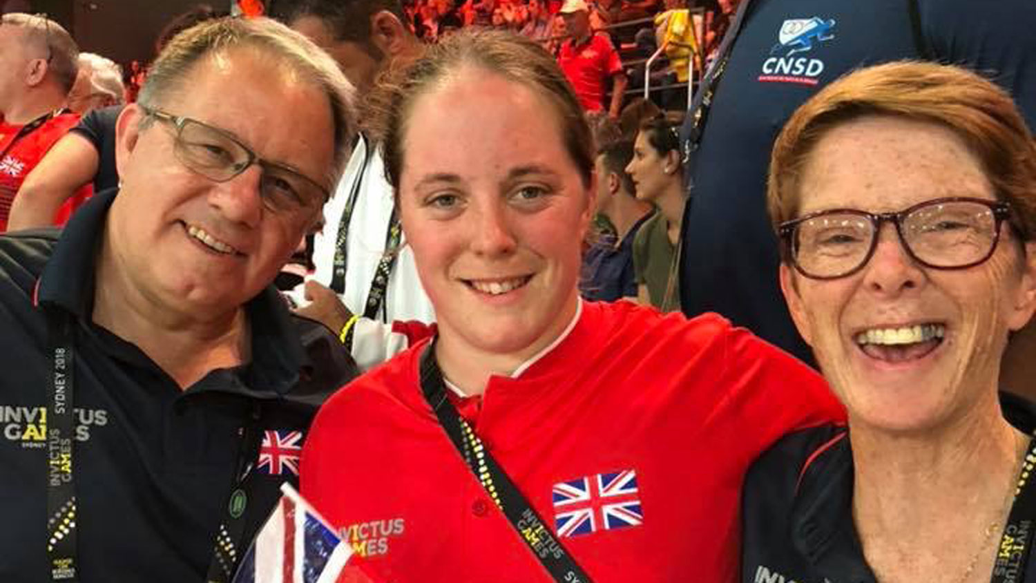 170226 RAF veteran Rach Williamson with her dad and late mum at the 2018 Invictus Games CREDIT Rach Williamson