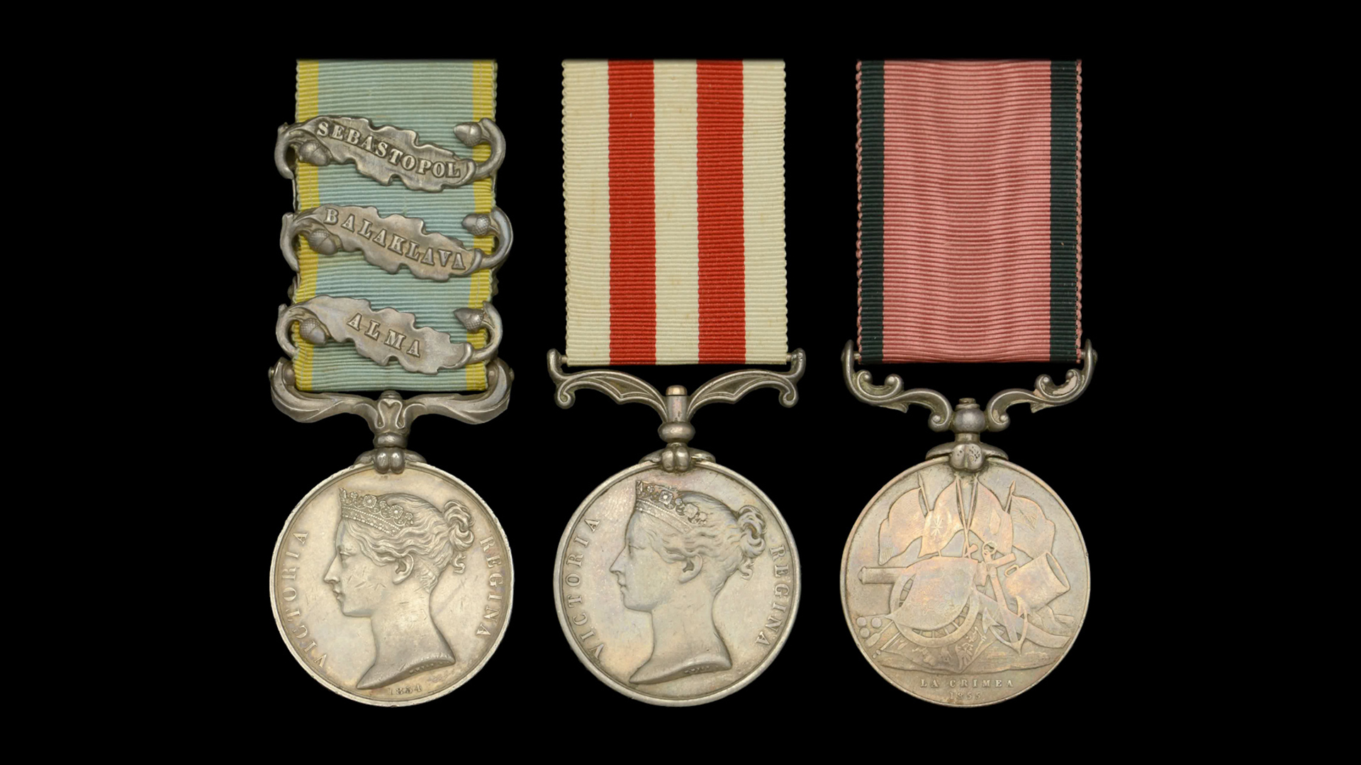 Sgt Wightman's Crimea Medal, sitting alongside the Turkish Crimea Medal and Sardinian Crimea Medal, features the Balaclava clasp (Picture: Noonans)