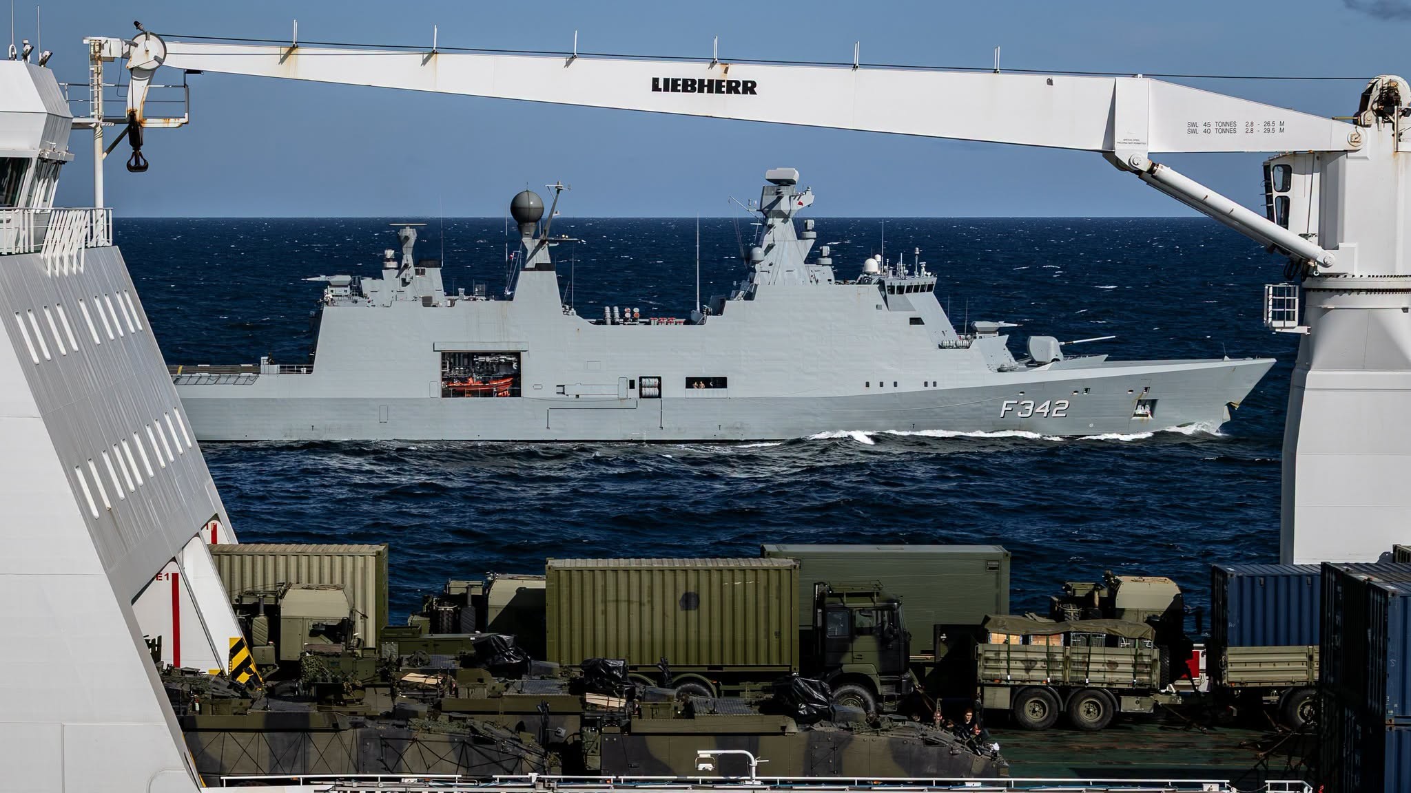 Part of the Exercise Lion Protector, the Danish vessel Ark Germania was escorted through the Baltic Sea (Picture: Nato Allied Joint Command Norfolk)