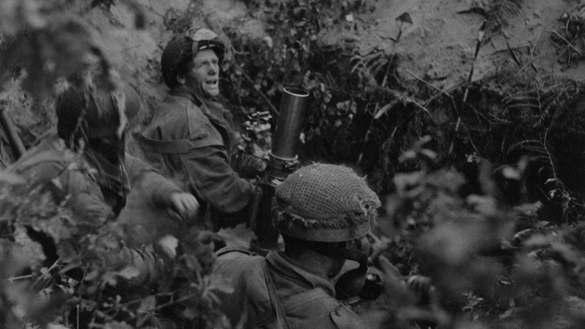Paratroops in action with 3-inch mortars firing on enemy positions across the Rhine on 20 September 1944 (Picture: National Army Museum)