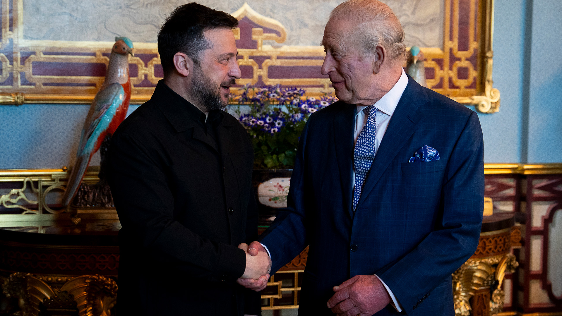 King Charles III holds an audience with Ukrainian president Volodymyr Zelensky at Buckingham Palace