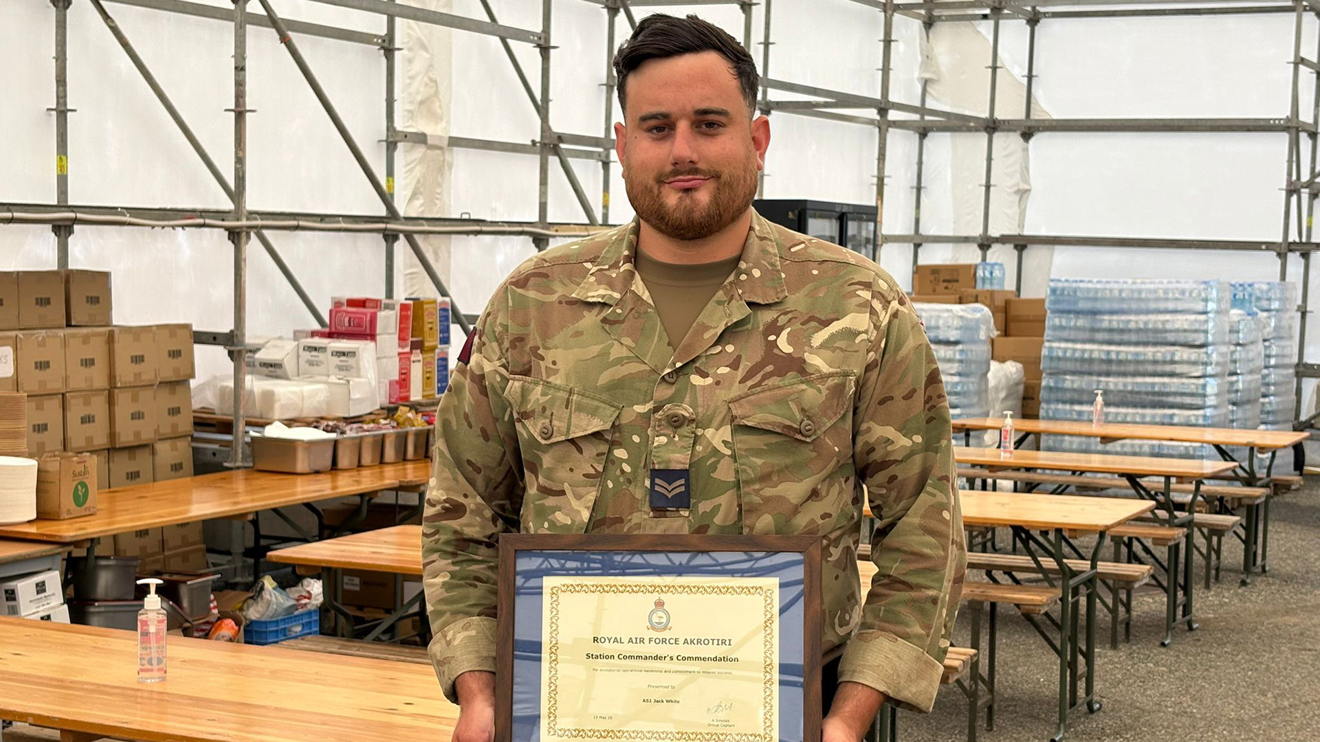 Flight Lieutenant Kay McBride, from the Contract Management Team, said Cpl White had been pivotal in feeding RAF Akrotiri (Picture: BFBS)