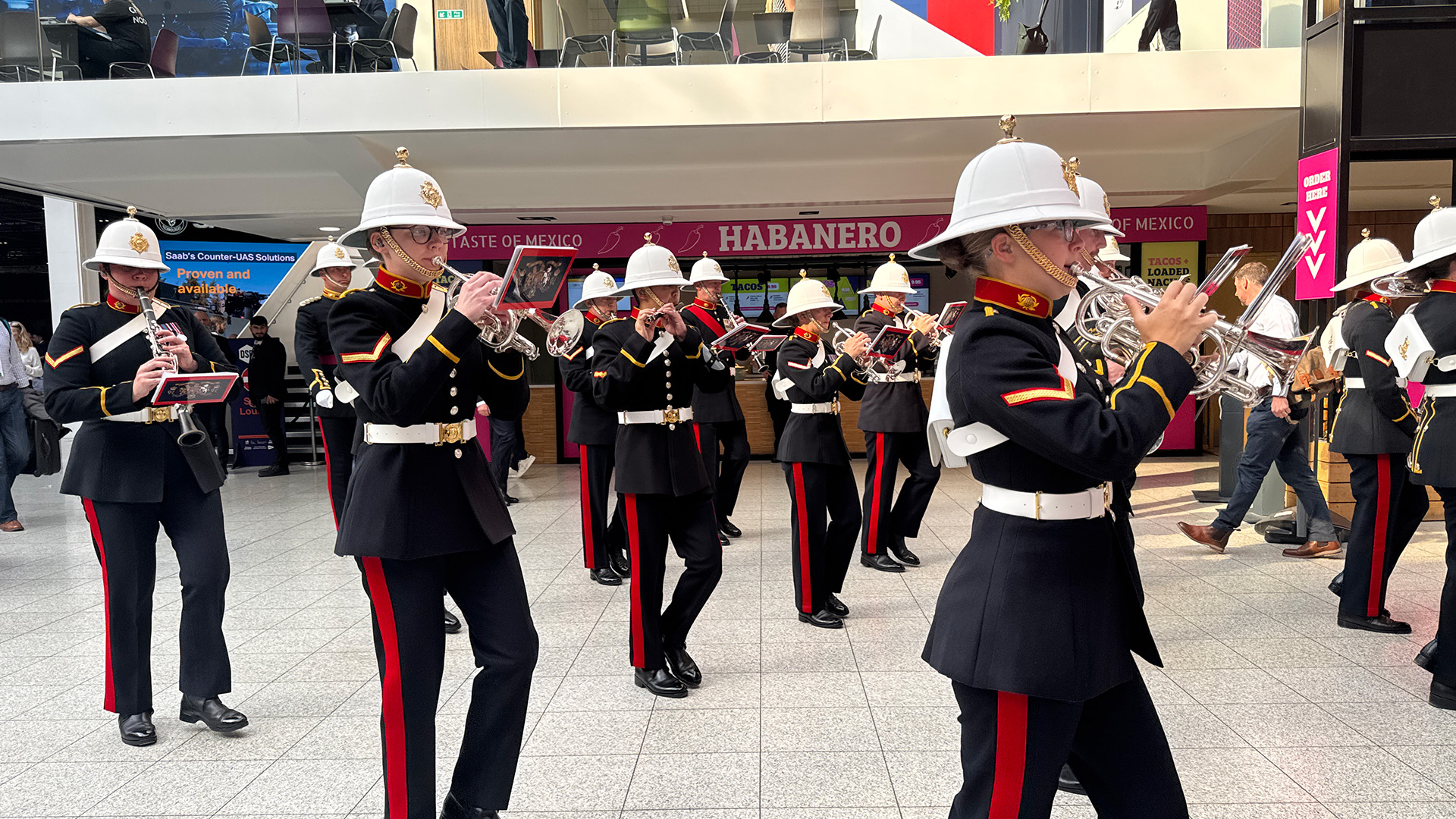 The Band of His Majesty's Royal Marines performing at DSEI 2025 (Picture: BFBS)