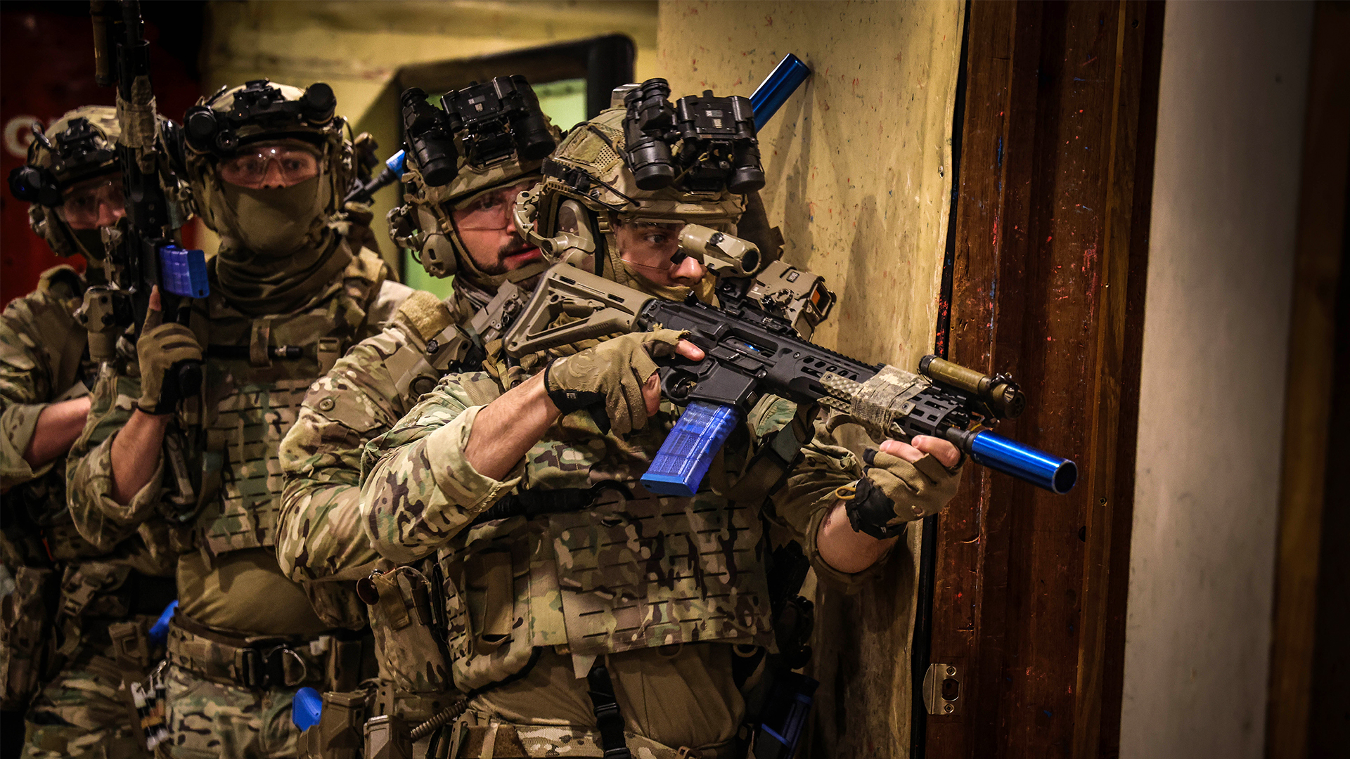 The Royal Marines teamed up with the Australian allies to practise their close-quarters battle drills (Picture: MOD)