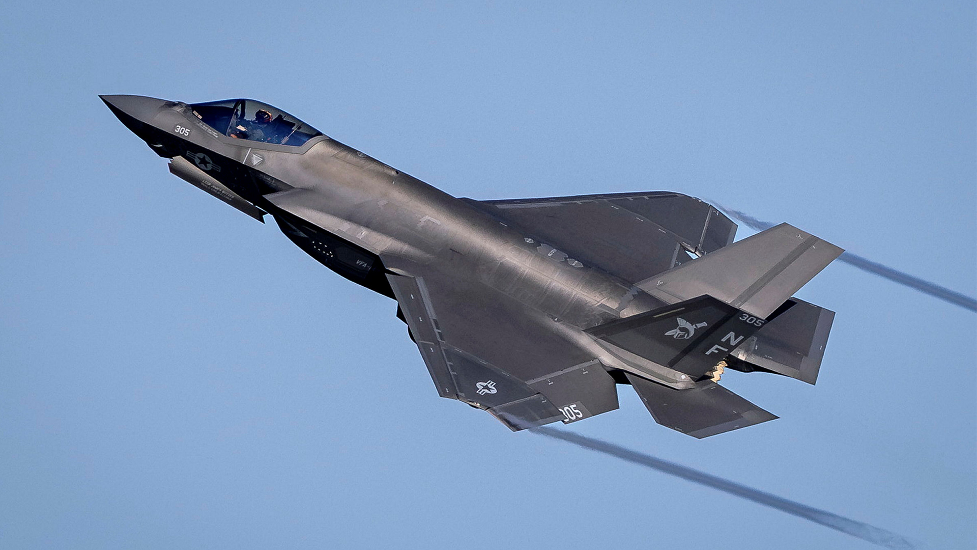 This view of an F-35C taking off from the George Washington shows the larger wing