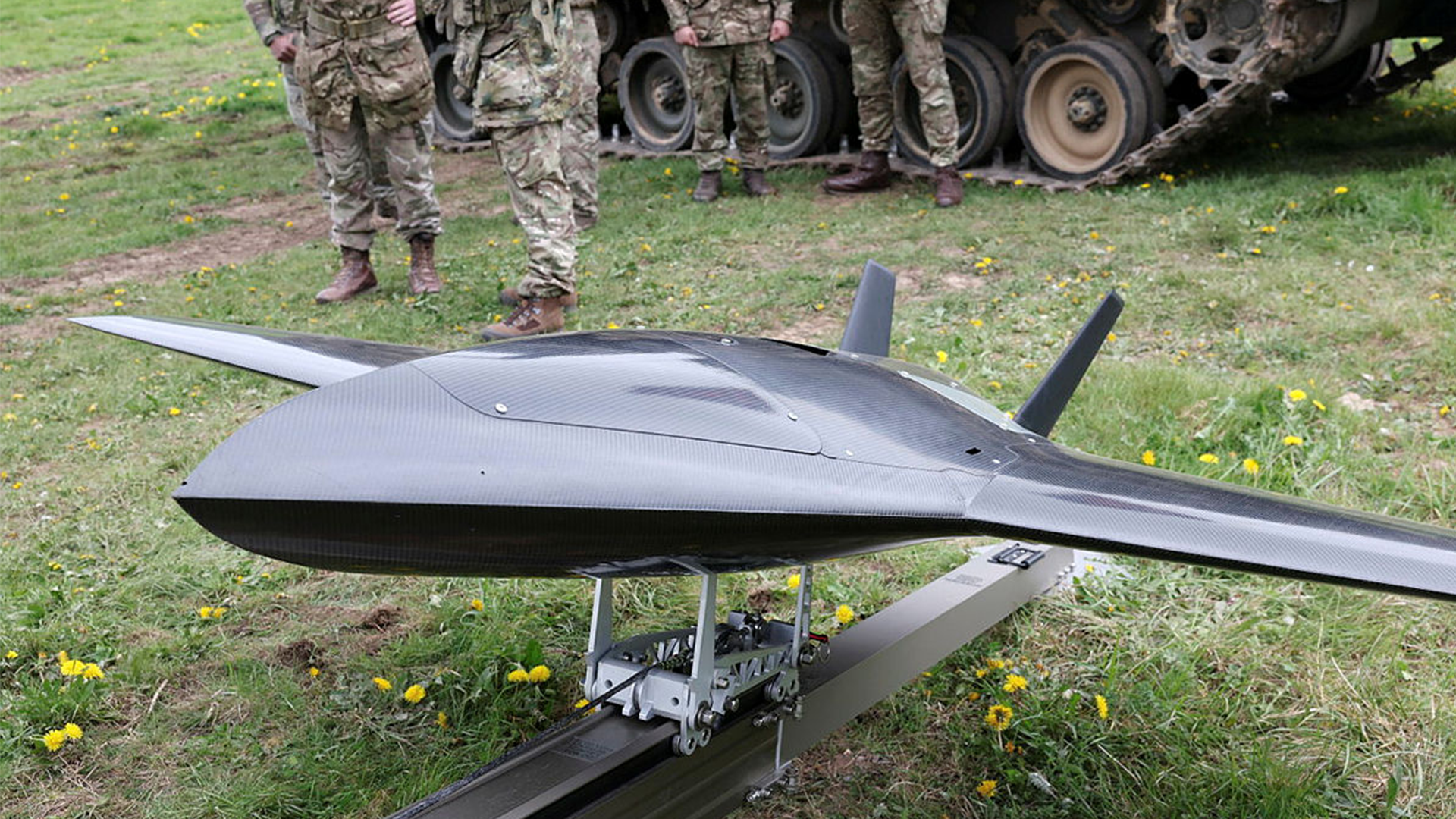 the Nyan One Way Effector drone static display on Salisbury Plain