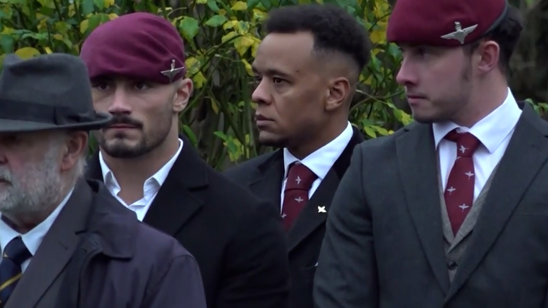 Members of the Parachute Regiment wore their maroon berets to pay tribute to their fallen friend