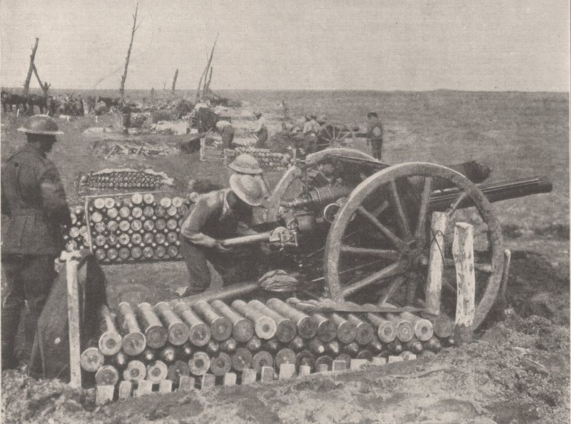 14th Battery of Australian Field Artillery, 5th Field Artillery Brigade, 2nd Division, Ypres Sector loading 18 pounder field gun