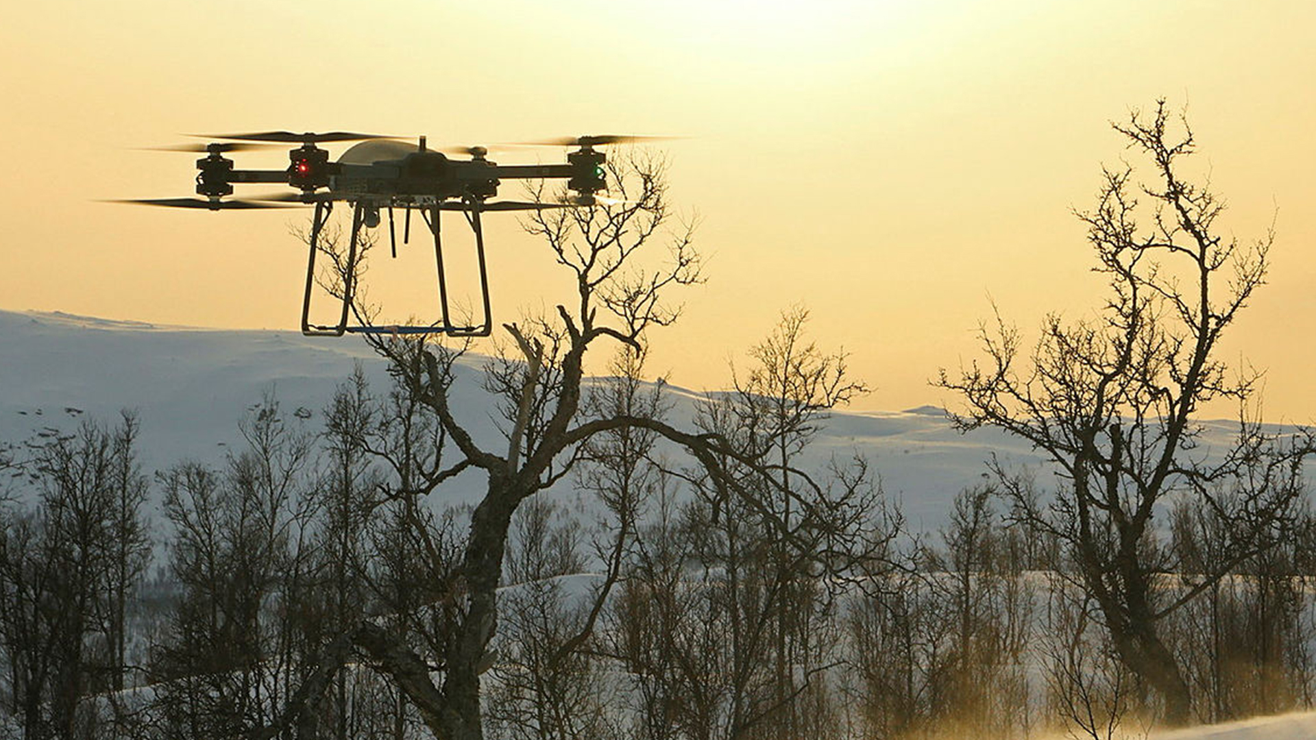  Its mission accomplished, the now unladen Malloy T150 heavy lift quadcopter heads for home