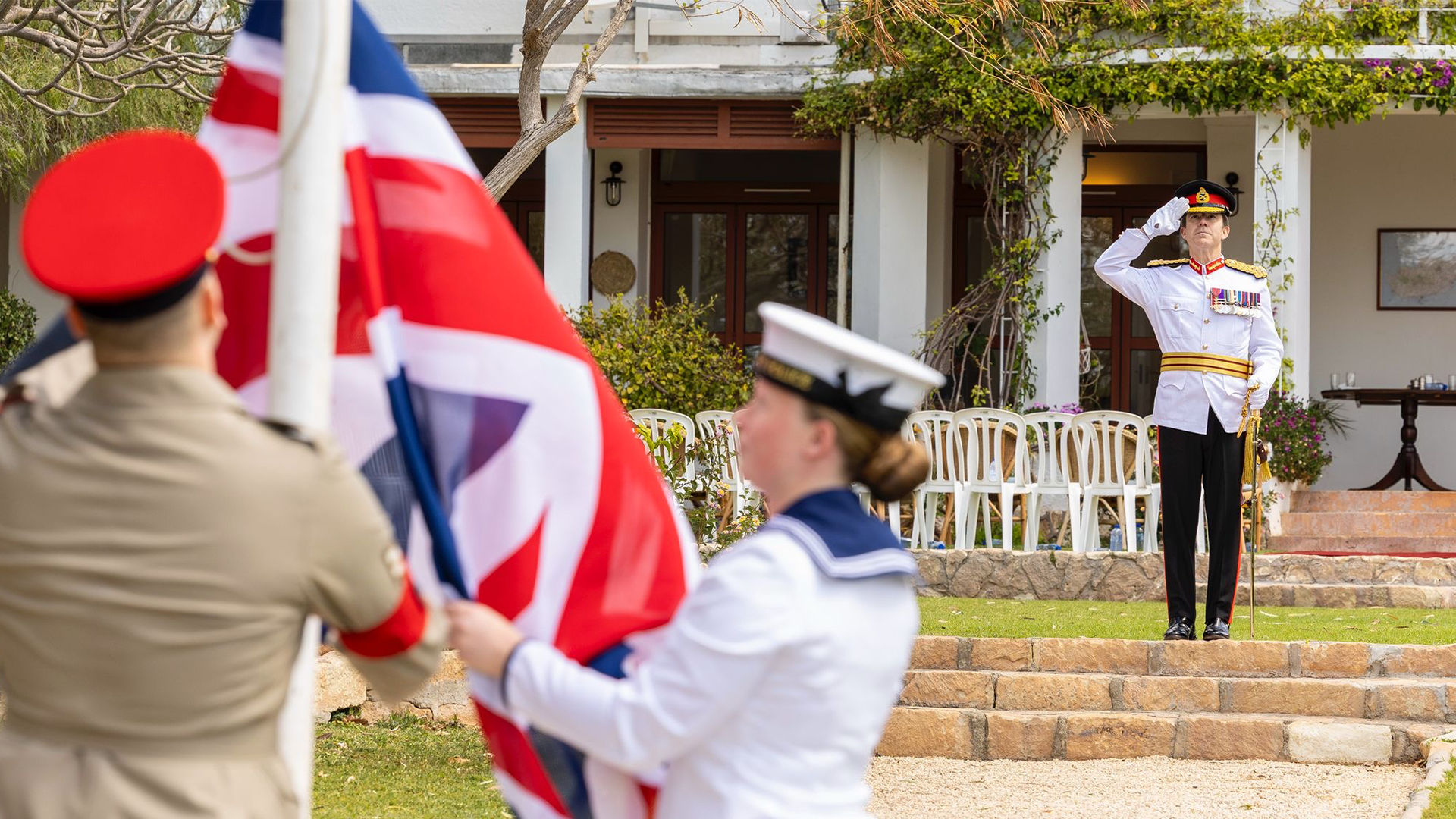 Major General Tom Bewick saluting
