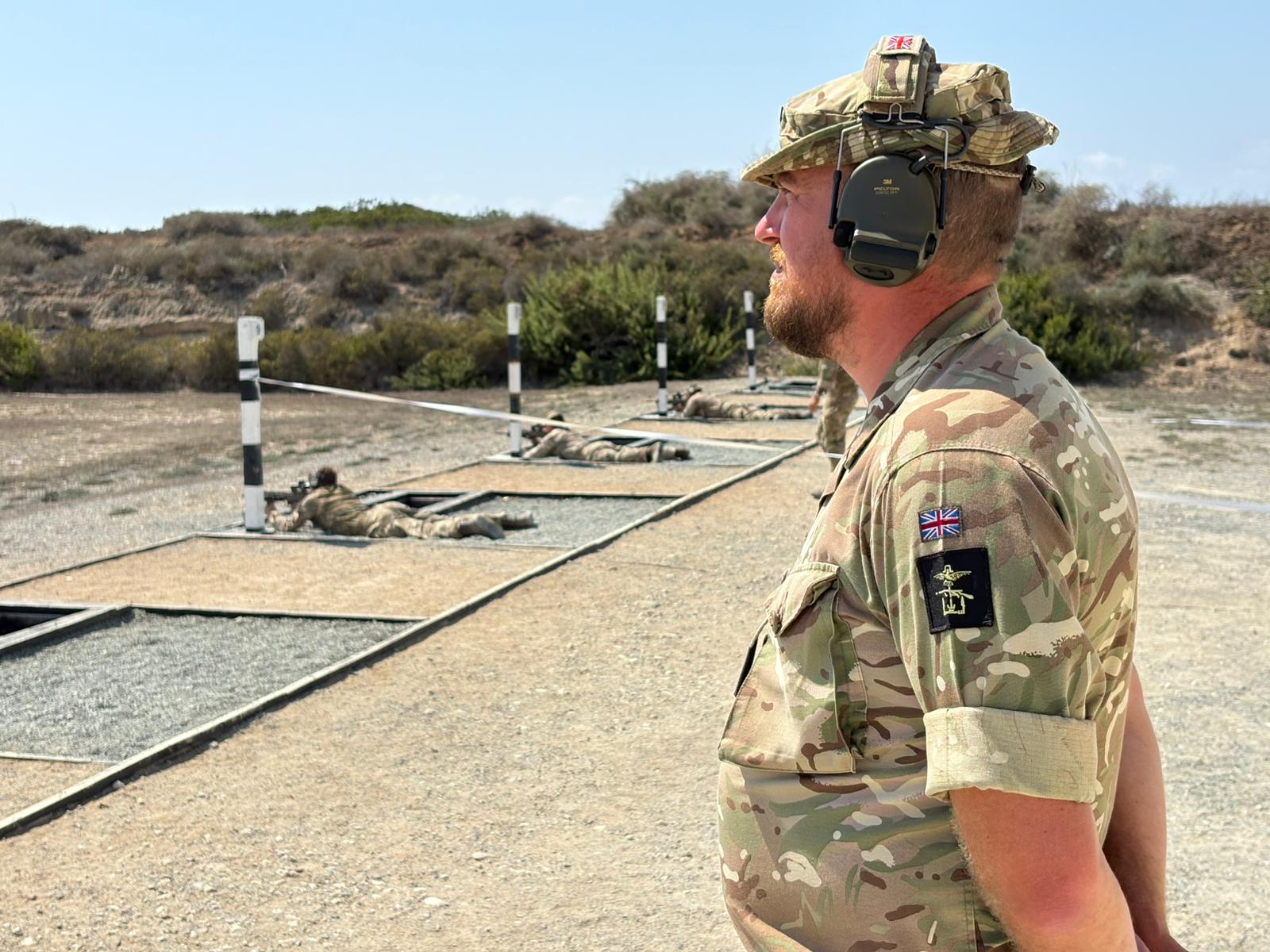 The dry conditions are evident on the shooting range