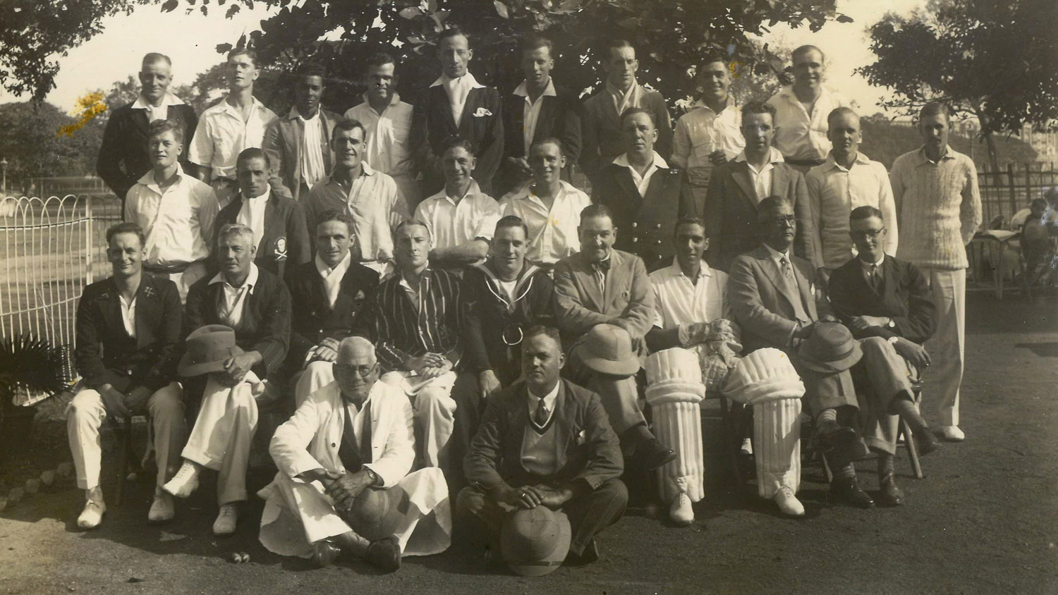 1932 CPO Thomas Topley seen in the back row, fourth from left, with his Royal Navy cricket team in India in 1932 CREDIT Topley family