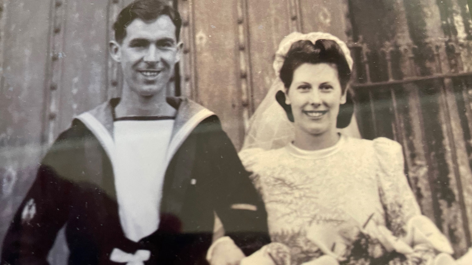 1944 Roy and Mary Holley on their wedding day in 1944 CREDIT Mary Holley