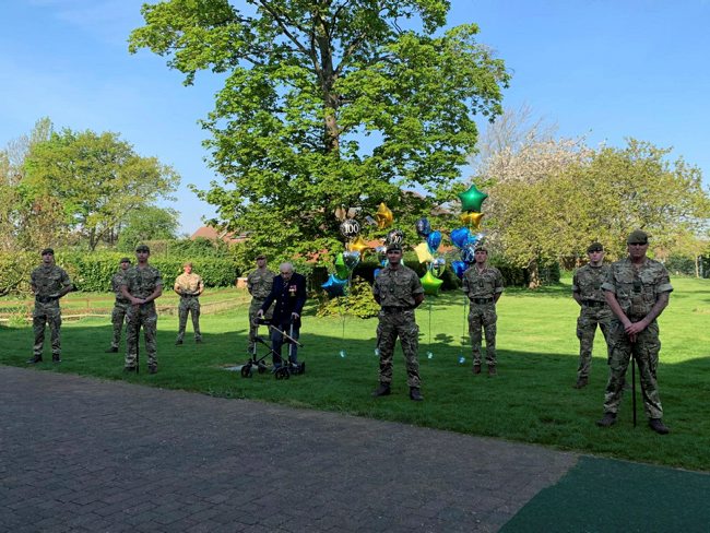 Capt Tom completed his final lap with a military guard of honour on Thursday (Picture: MOD).