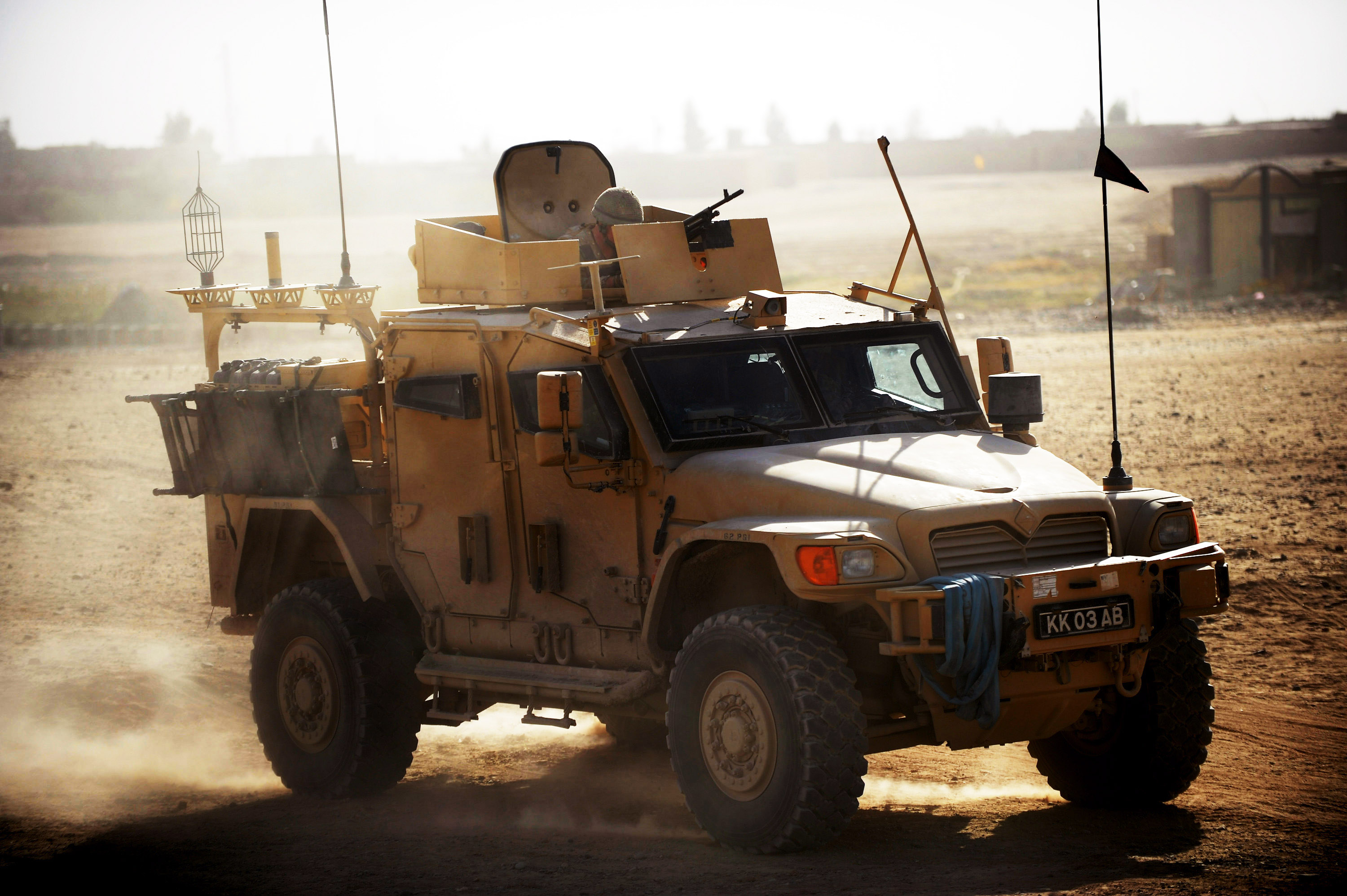 1st Battalion, The Scots Guards, patrolling Lashkar Gar in Helmand Province Afghanistan, in Husky (Protected Highly Mobile Tactical Support Vehicle