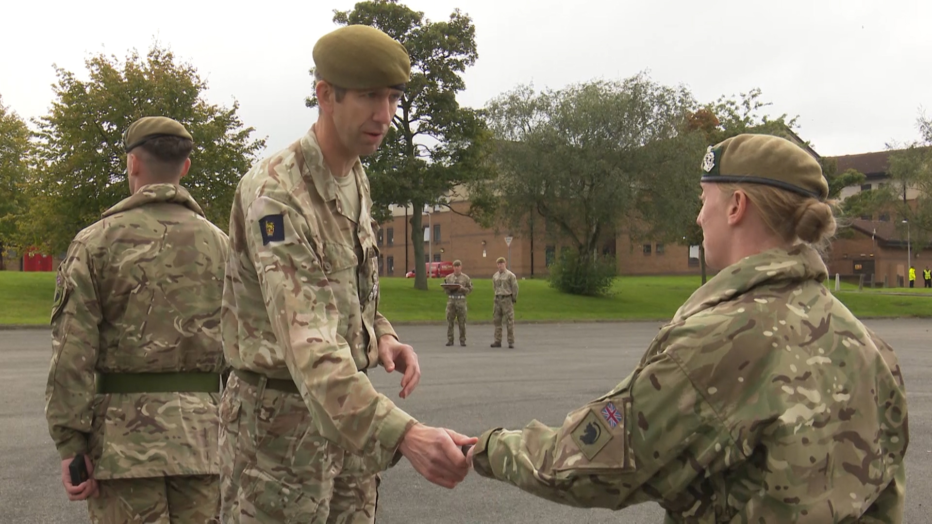 Combat Medical Technician, Lance Corporal Claire Martin, receiving a Queen's Commendation for her work in Mali.