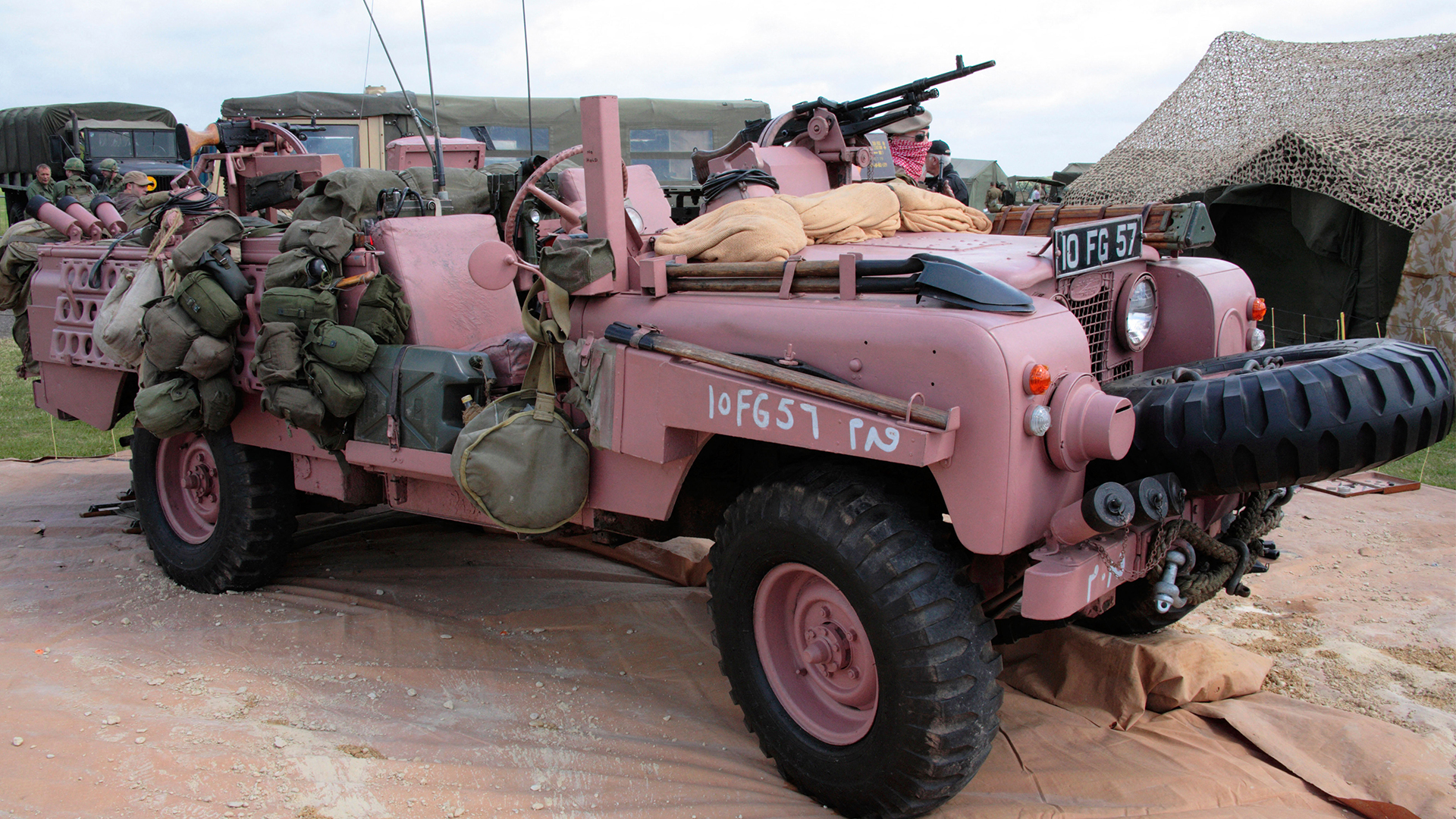 The Pink Panther Land Rover - this one being owned by a collector - was painted to blend in better in a desert environment, especially at dawn and dusk