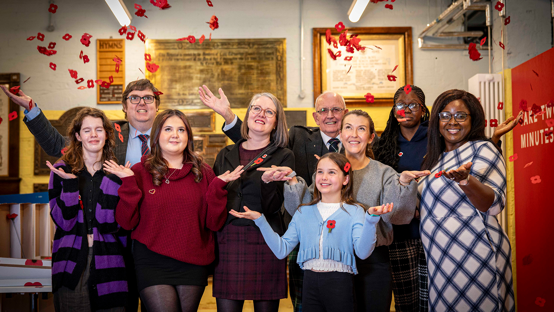 Beneficiaries and volunteers gathered at at the Lady Haig Poppy Factory to launch this year's Poppy Appeal (Picture: Poppyscotland)