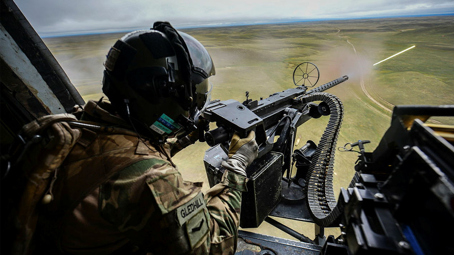 View from Lynx helicopter during live firing Exercise Pizzaro in British Army Training Area Suffield (Batus), Alberta Canada (Picture: MOD)