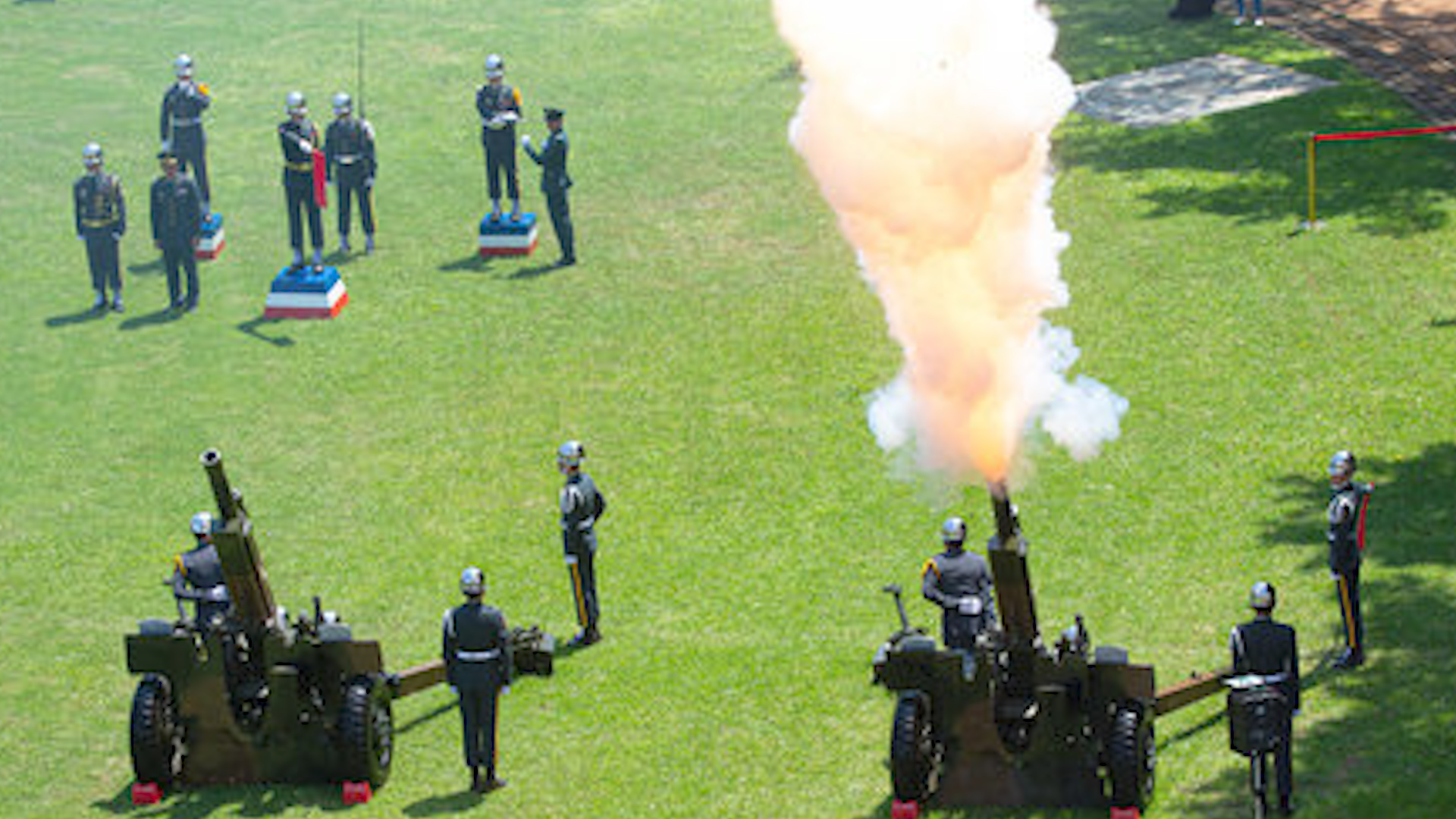 A 21-Gun Salute fired at an official memorial service for late Taiwan President Lee Teng-hui who passed away in July (Picture: PA).