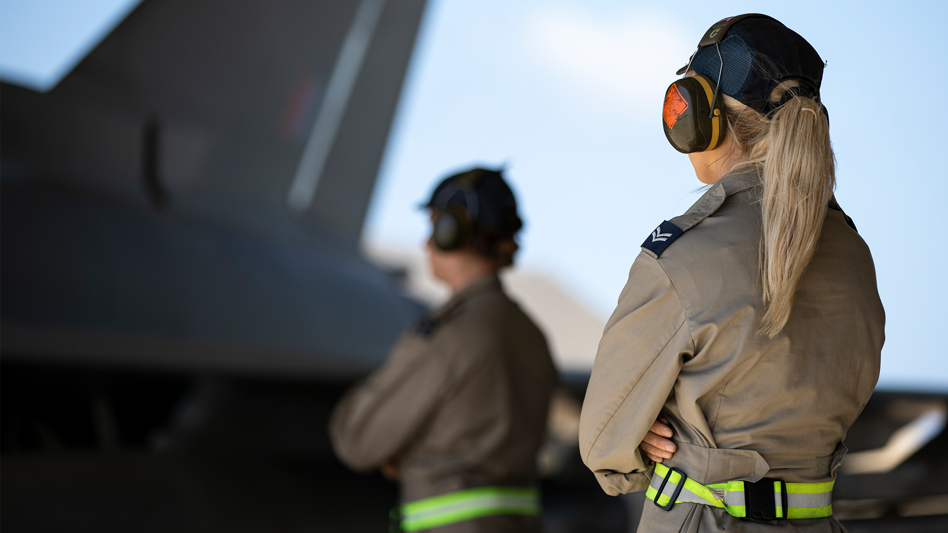 RAF Aircraft and Weapons technicians wearing ear protection, oversee a RAF Typhoon prior to flight, on Operation Shader (Picture: MOD)