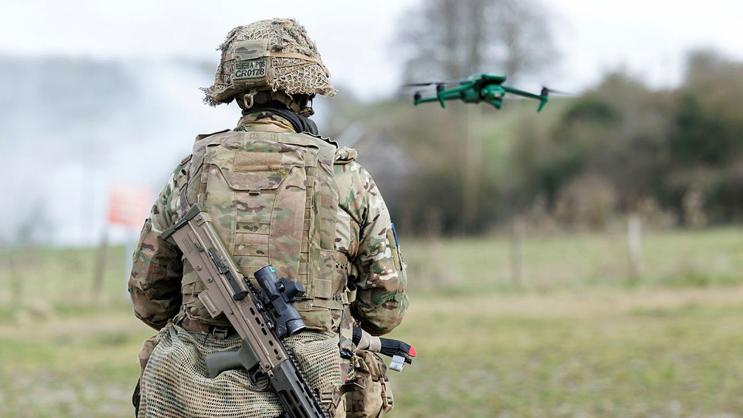 A drone being demonstrated during Exercise Rhino Cyclone on Salisbury Plain Training Area in February 2026