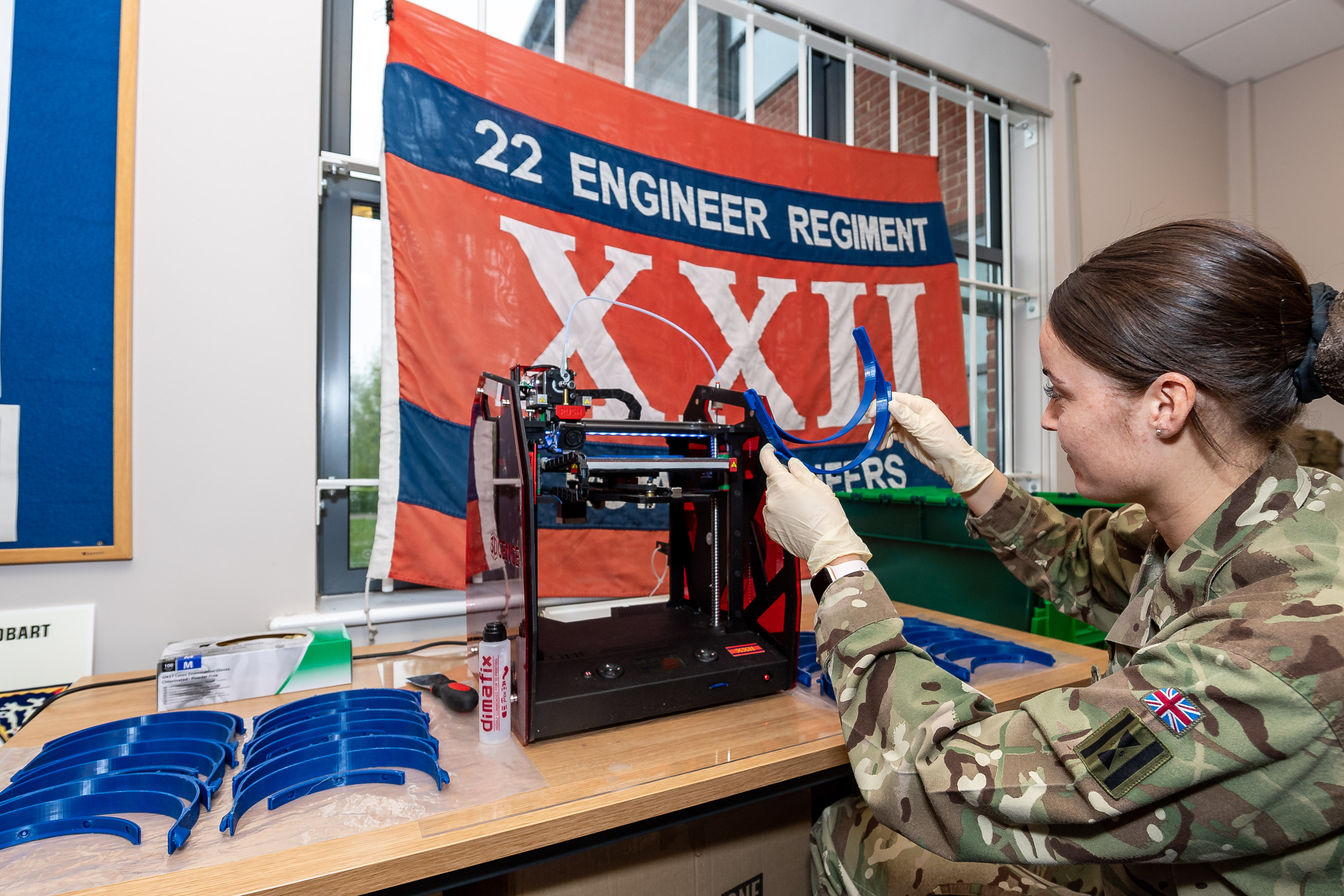 22 Engineer Regiment 3D Printing PPE Components CORONAVIRUS 21042020 CREDIT MOD
