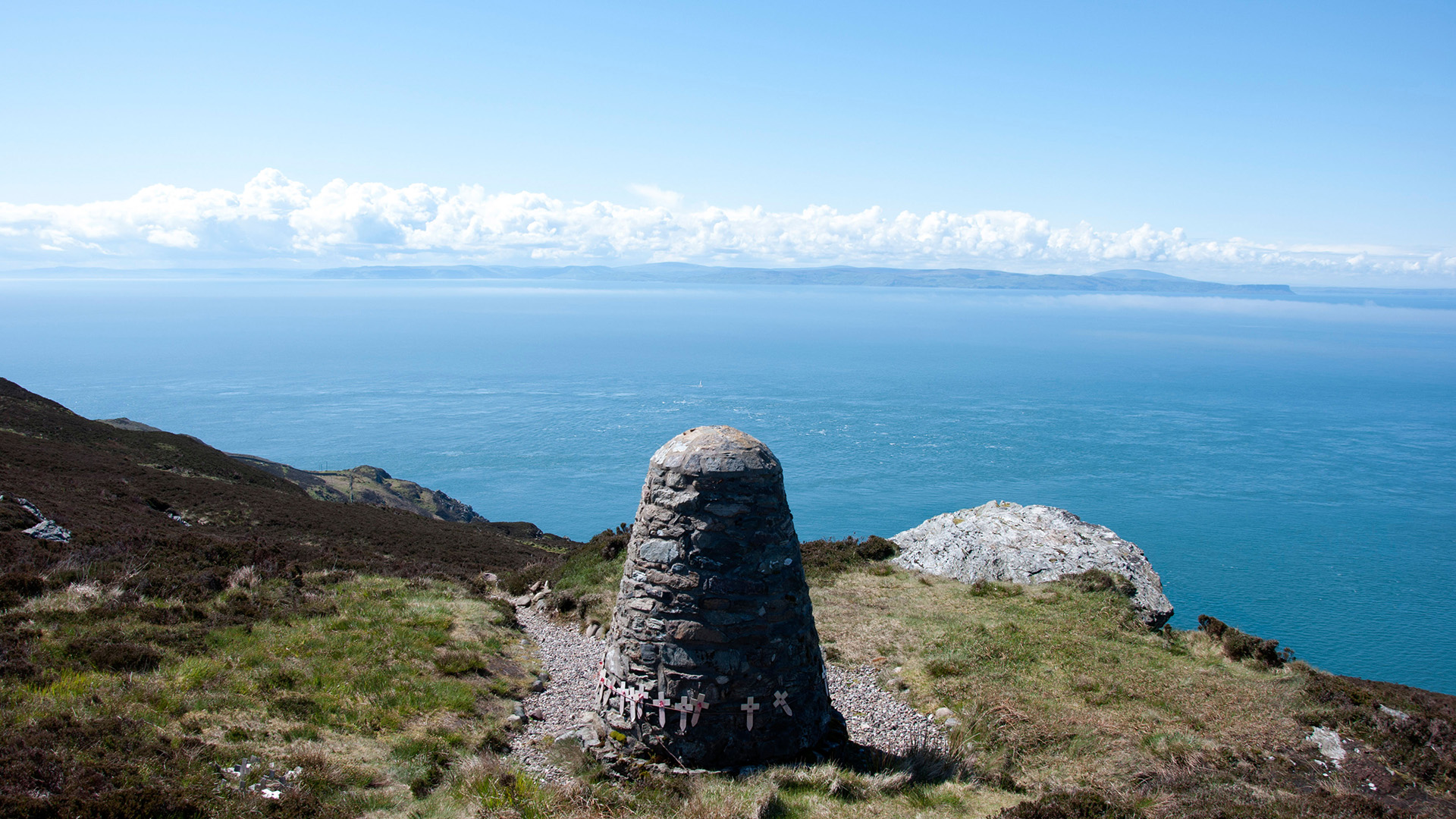 The 1994 RAF Chinook helicopter crash memorial cairn, at Mull of Kintyre
