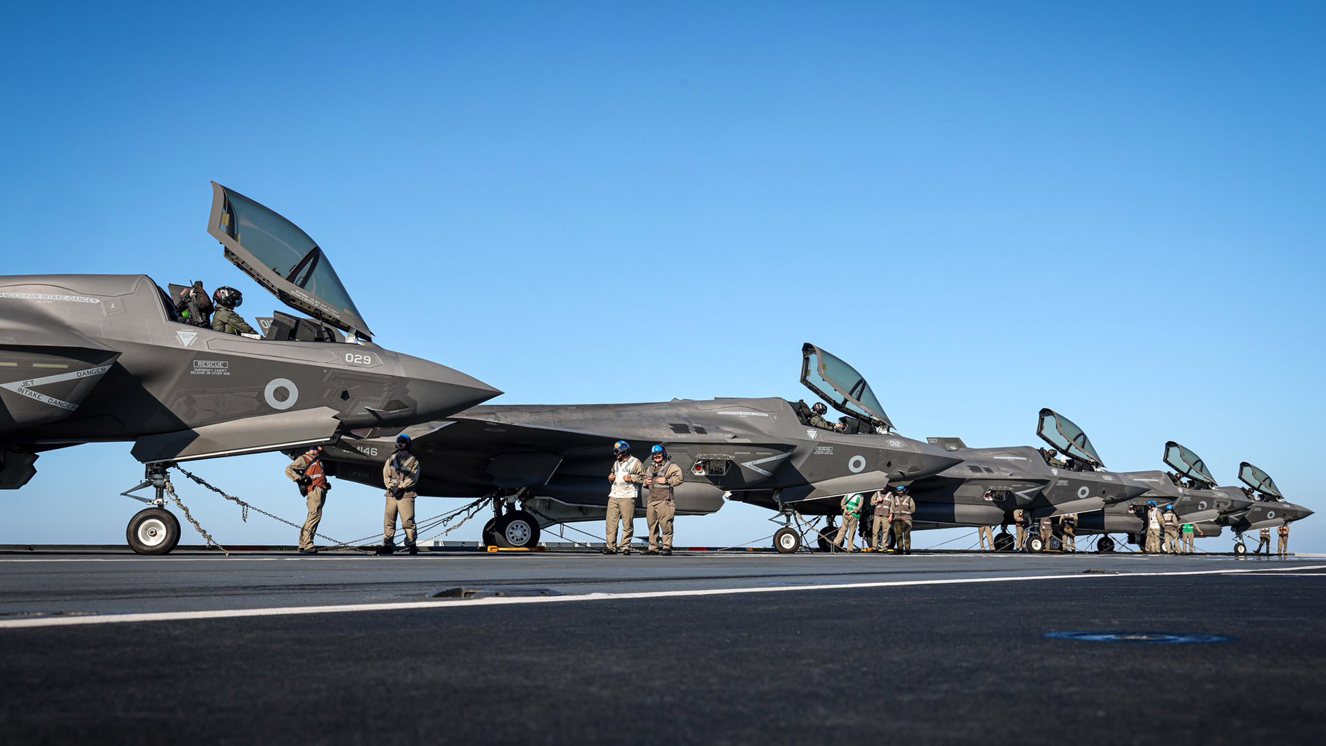 On the surface, the Carrier Strike Group F-35s have been working in the Timor Sea north of Australia (Picture: UK Carrier Strike Group X)
