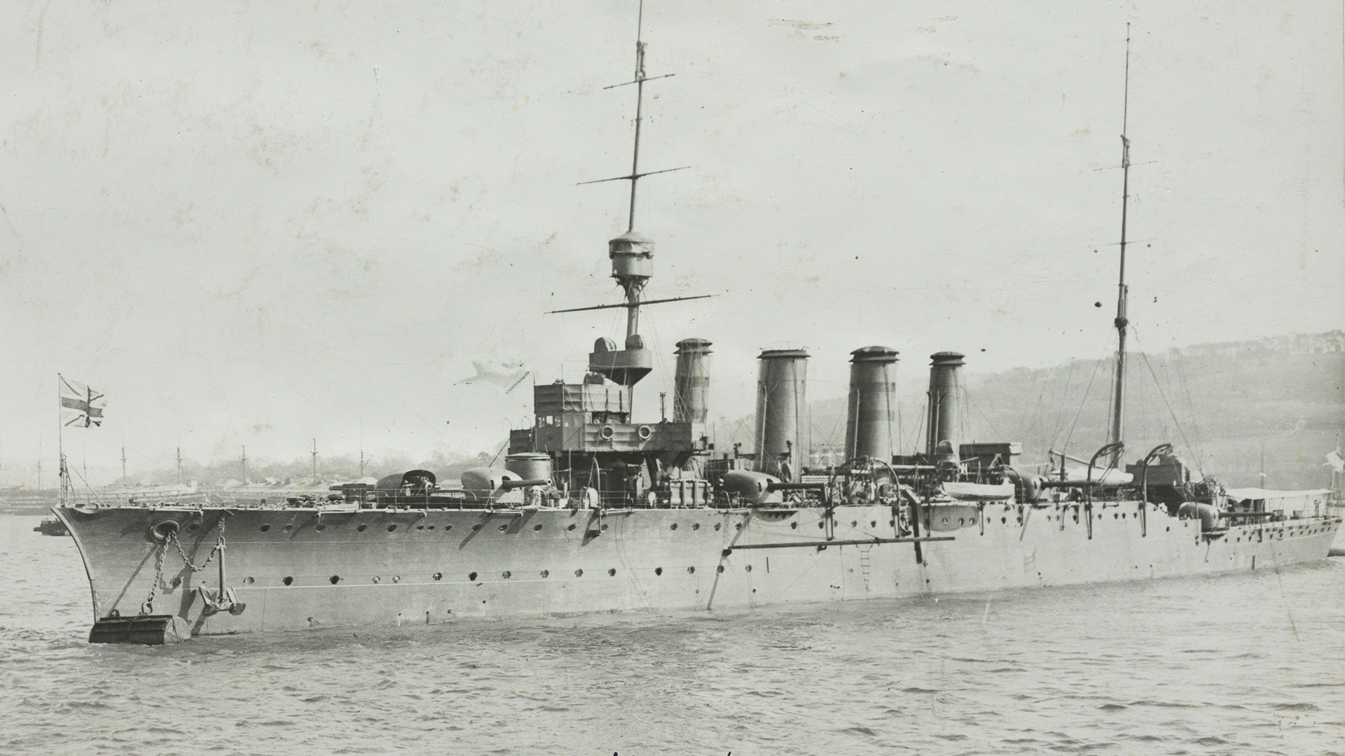 HMS Nottingham pictured in 2015, a year before she was sunk by a German submarine