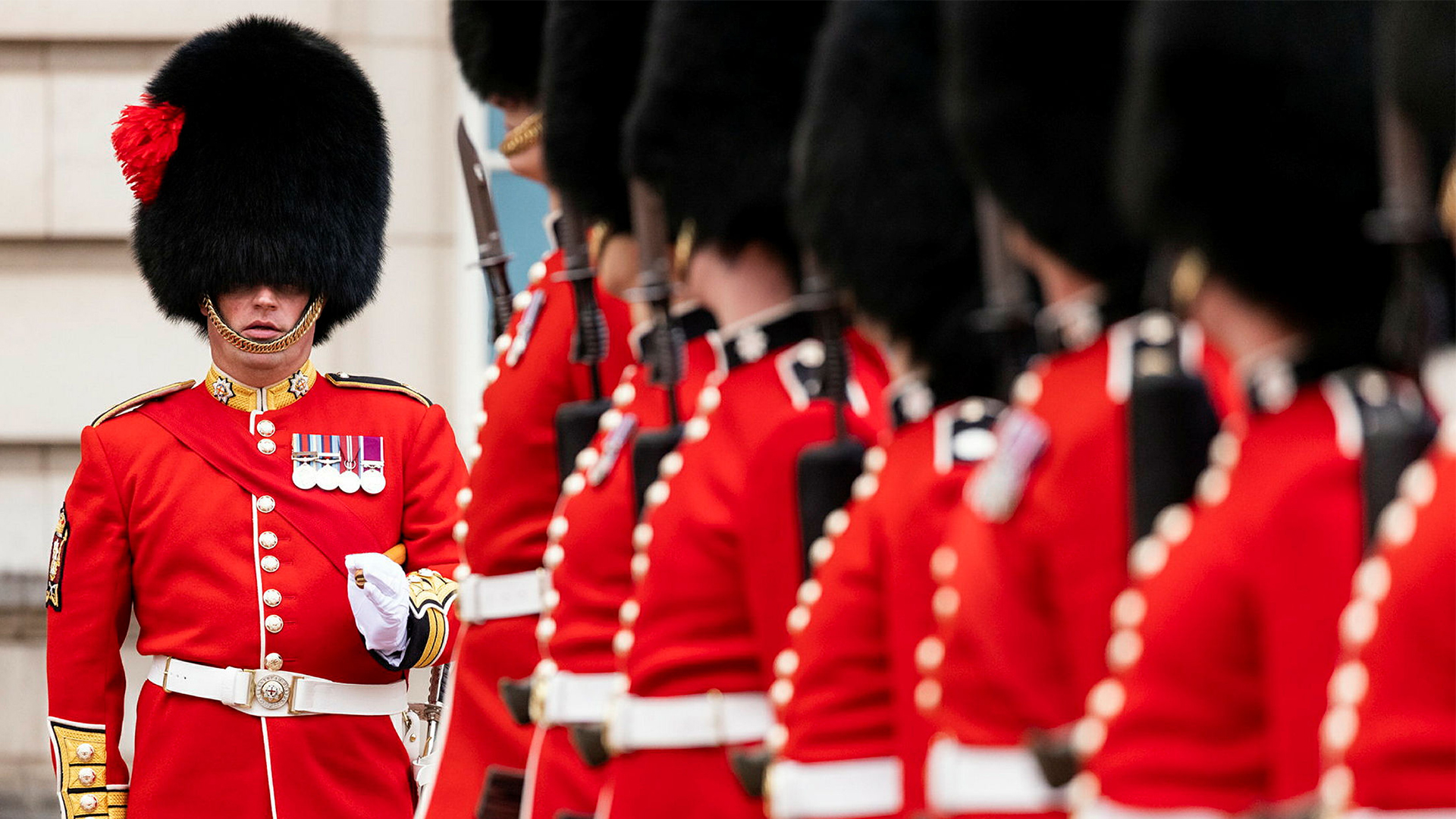 The Foot Guards and the Household Cavalry are normally responsible for mounting the King's Guard