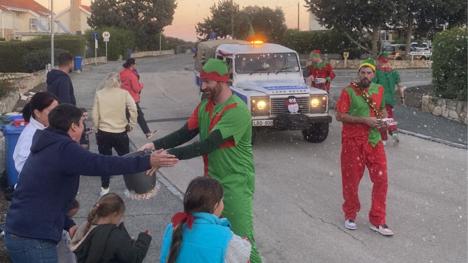 Volunteers dressed as elves gave out more than 1200 selection boxes to children