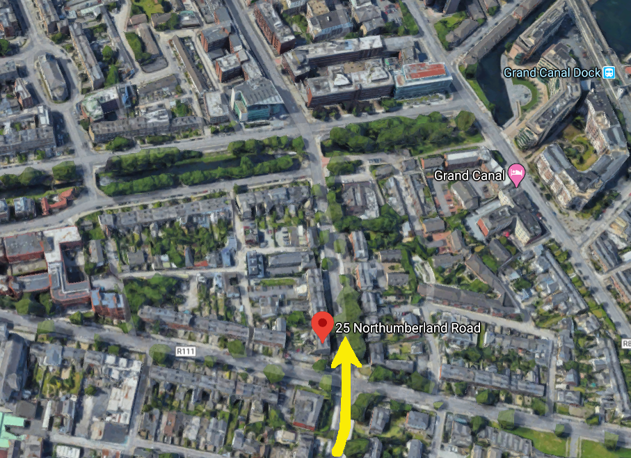 Google map showing line of advance of Sherwood Foresters during the 1916 Easter Rising